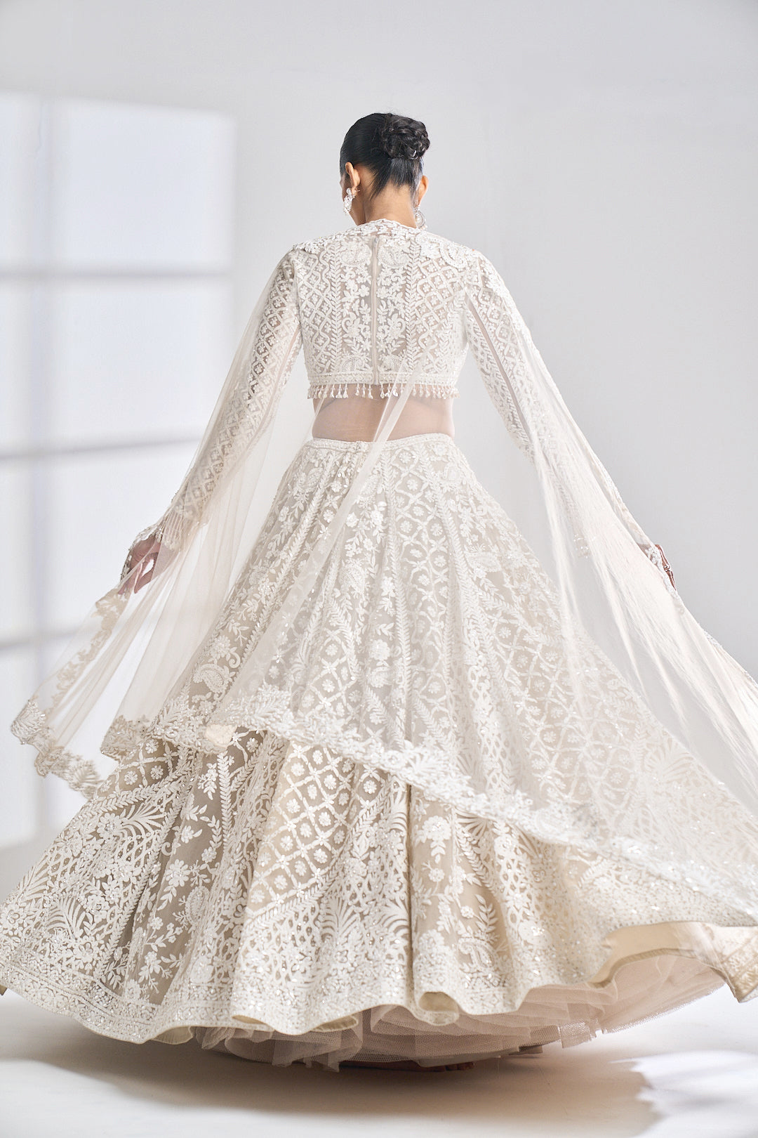 Nude cream abstract lehenga