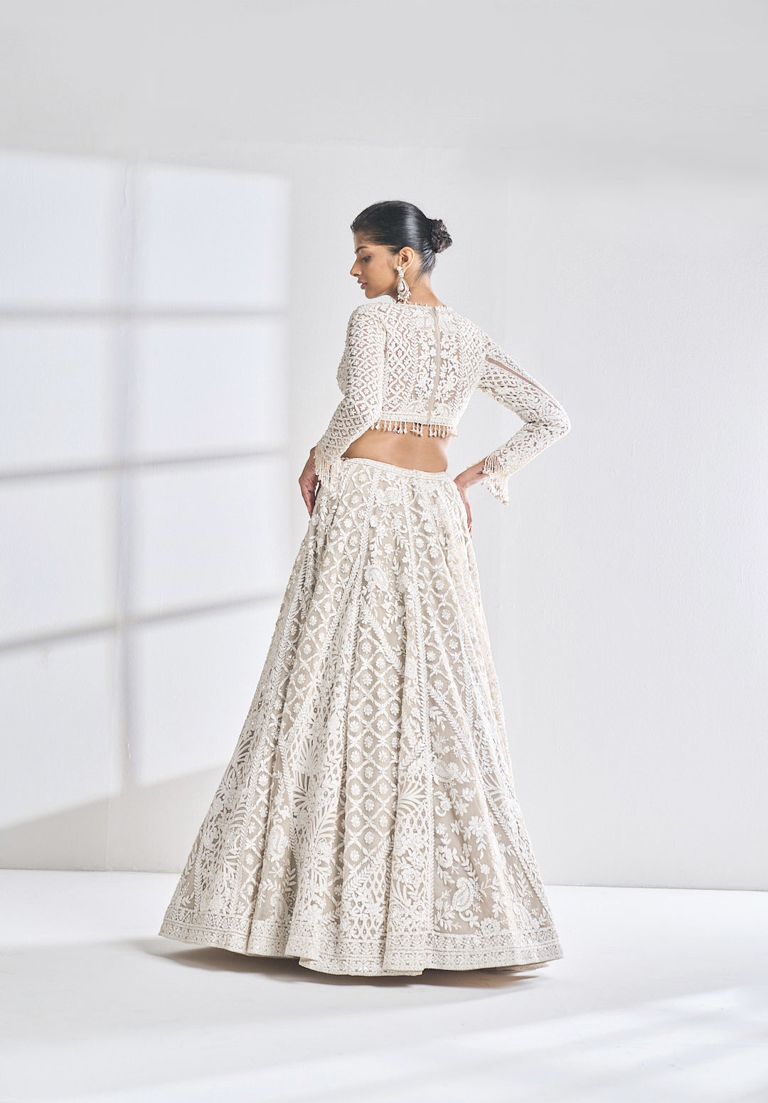 Nude cream abstract lehenga