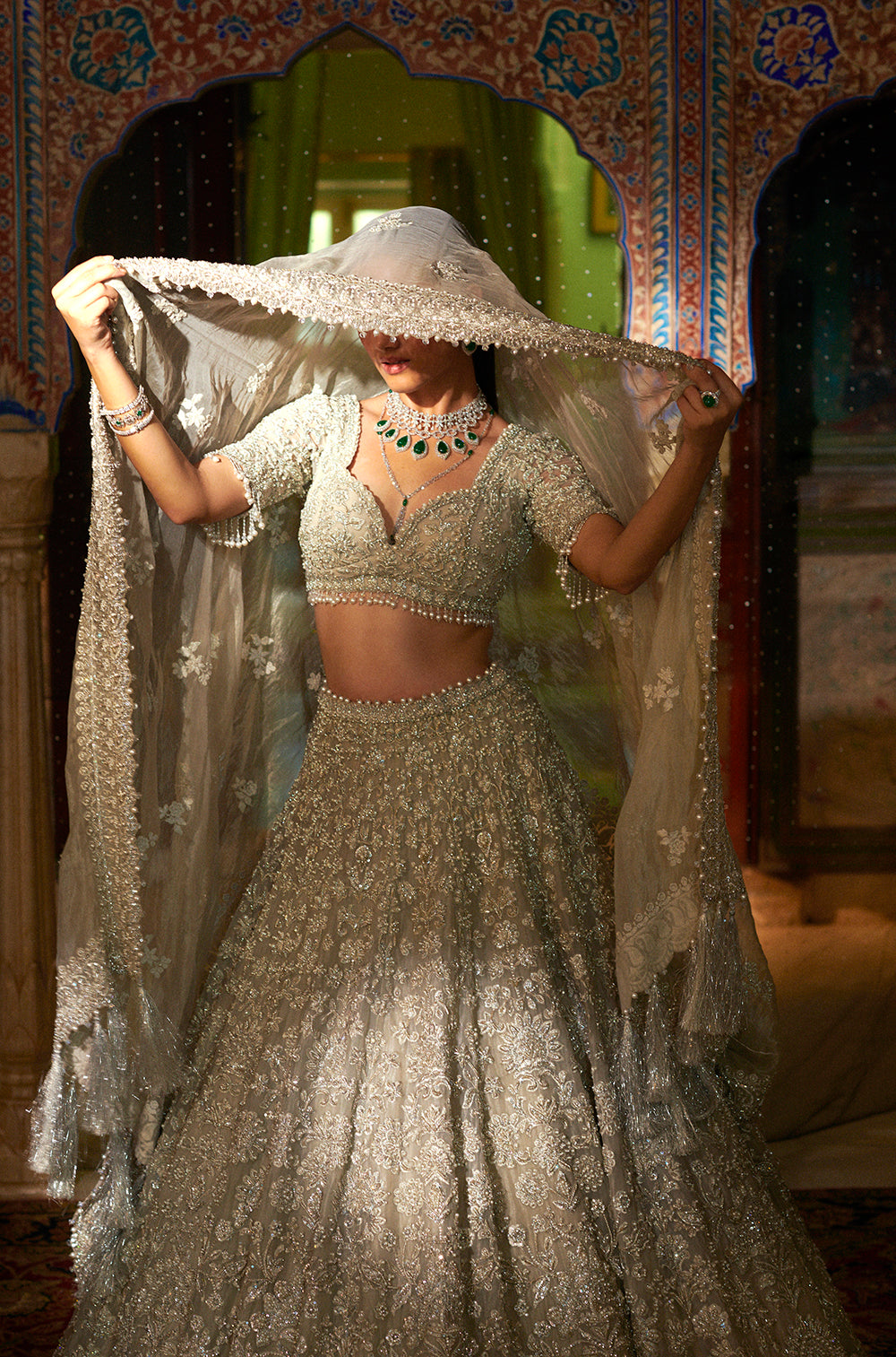 Silver Zardozi Lehenga Set