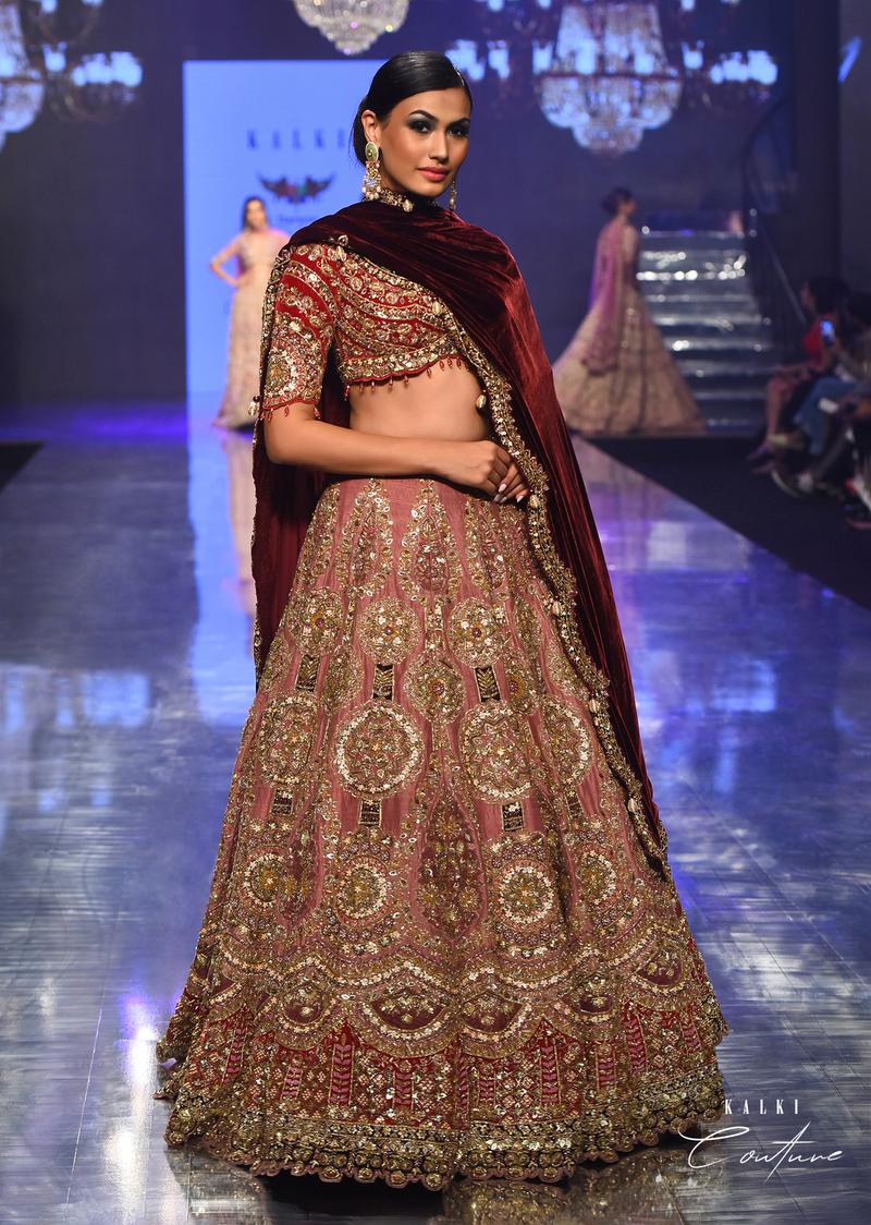 Powder Pink Amari Bridal Lehenga With Heavy Embroidery - Noor 2022