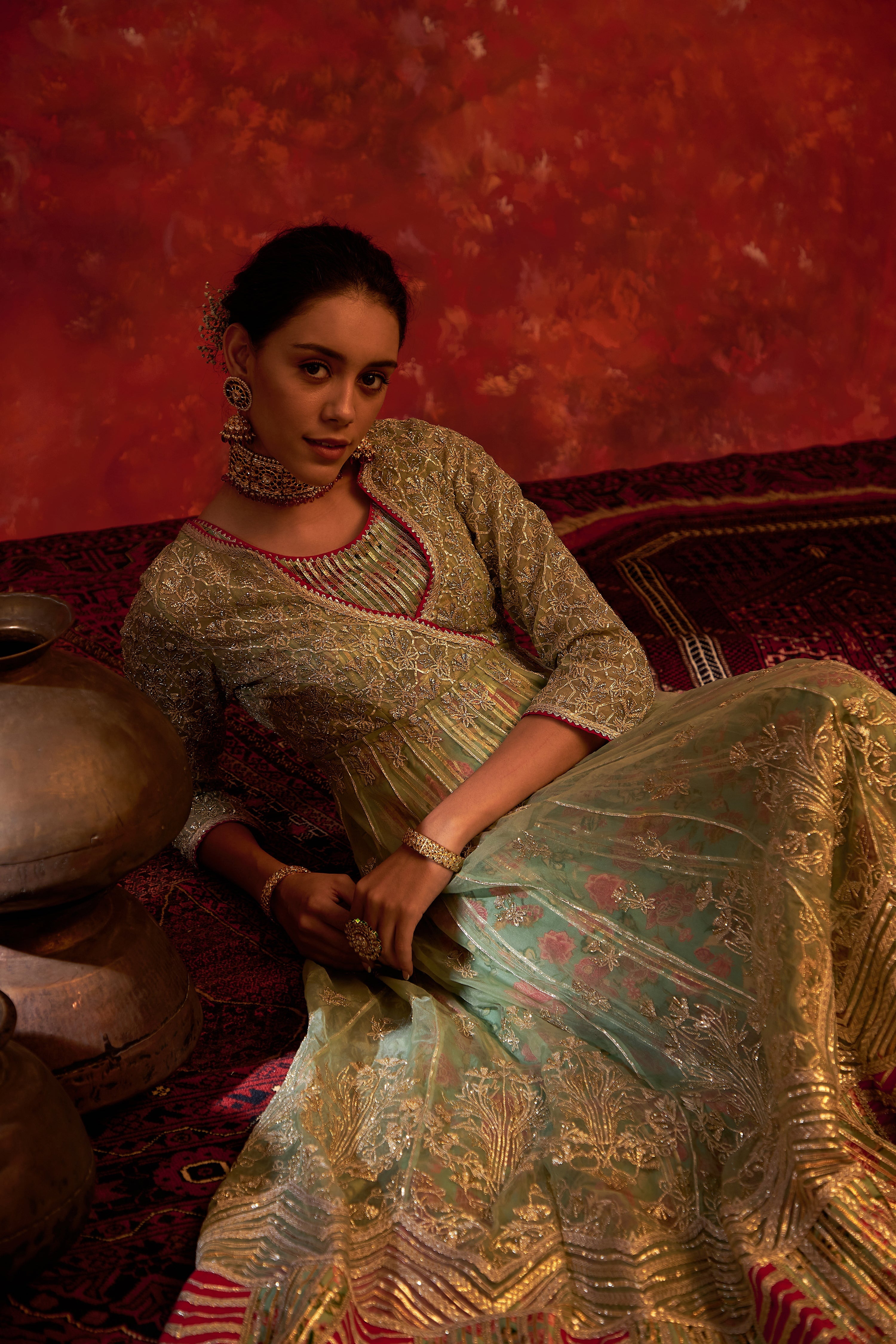 Noor Keyhole Kaleedar With Slip And Dupatta