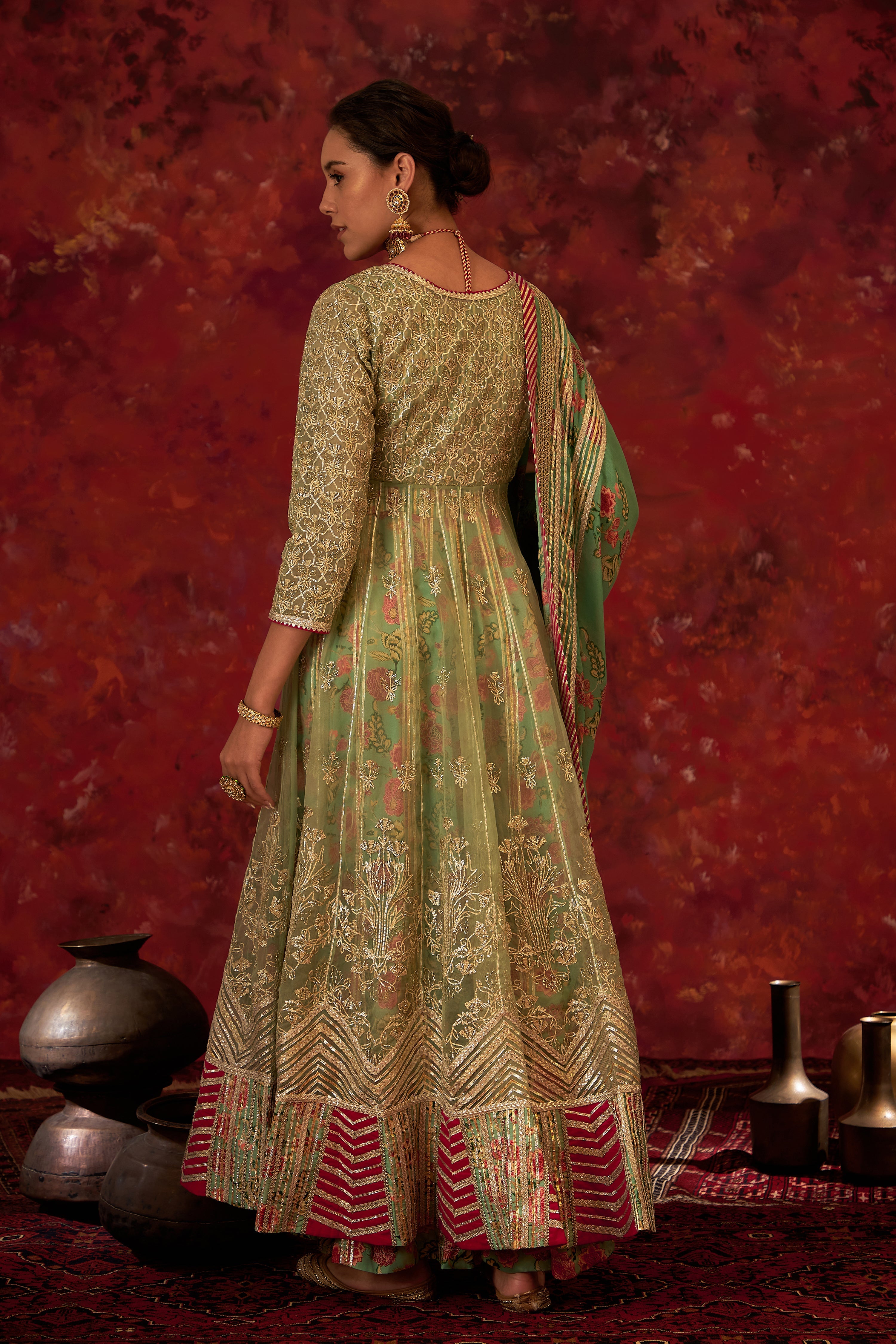 Noor Keyhole Kaleedar With Slip And Dupatta