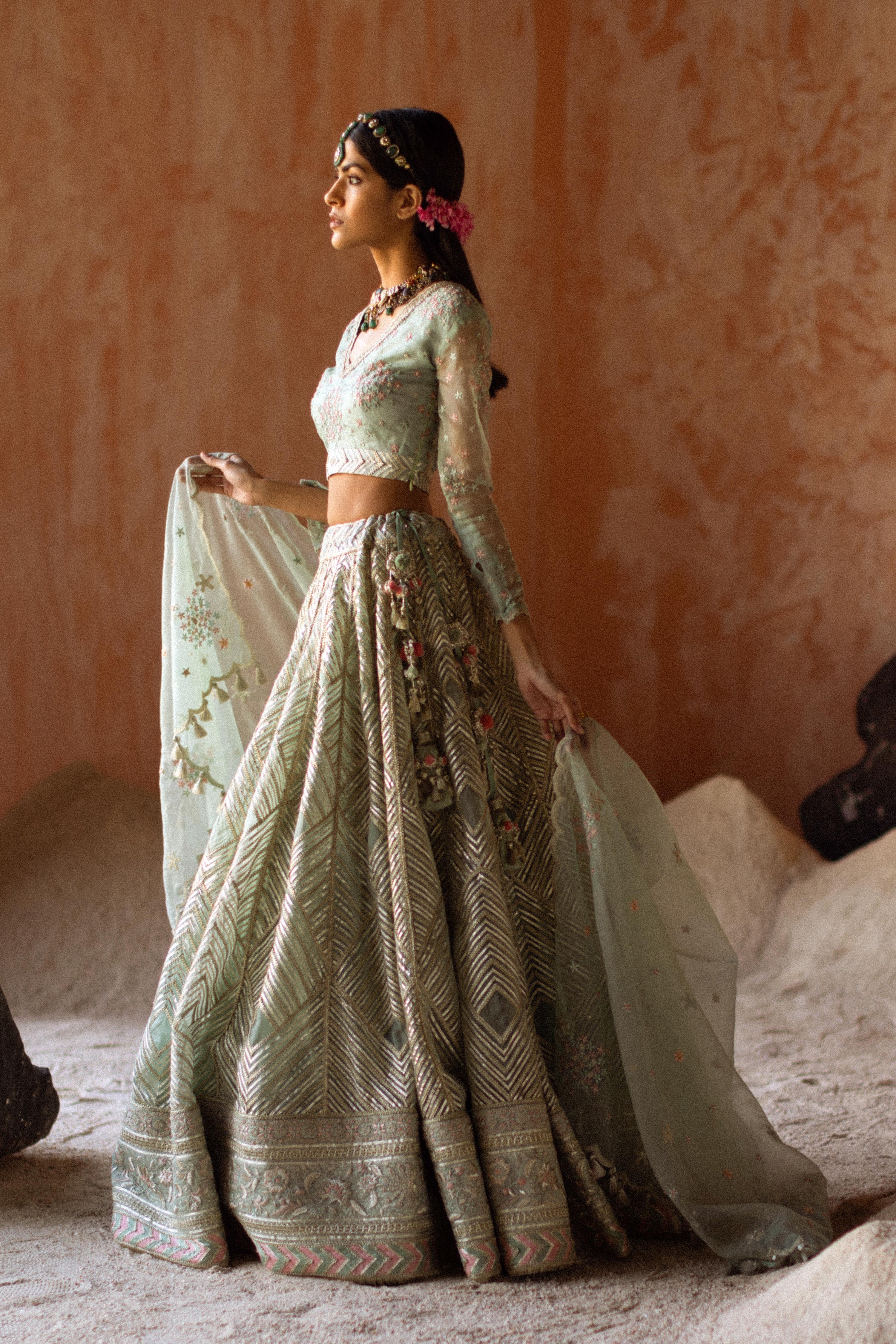 Metallic Mirai Gota Lehenga