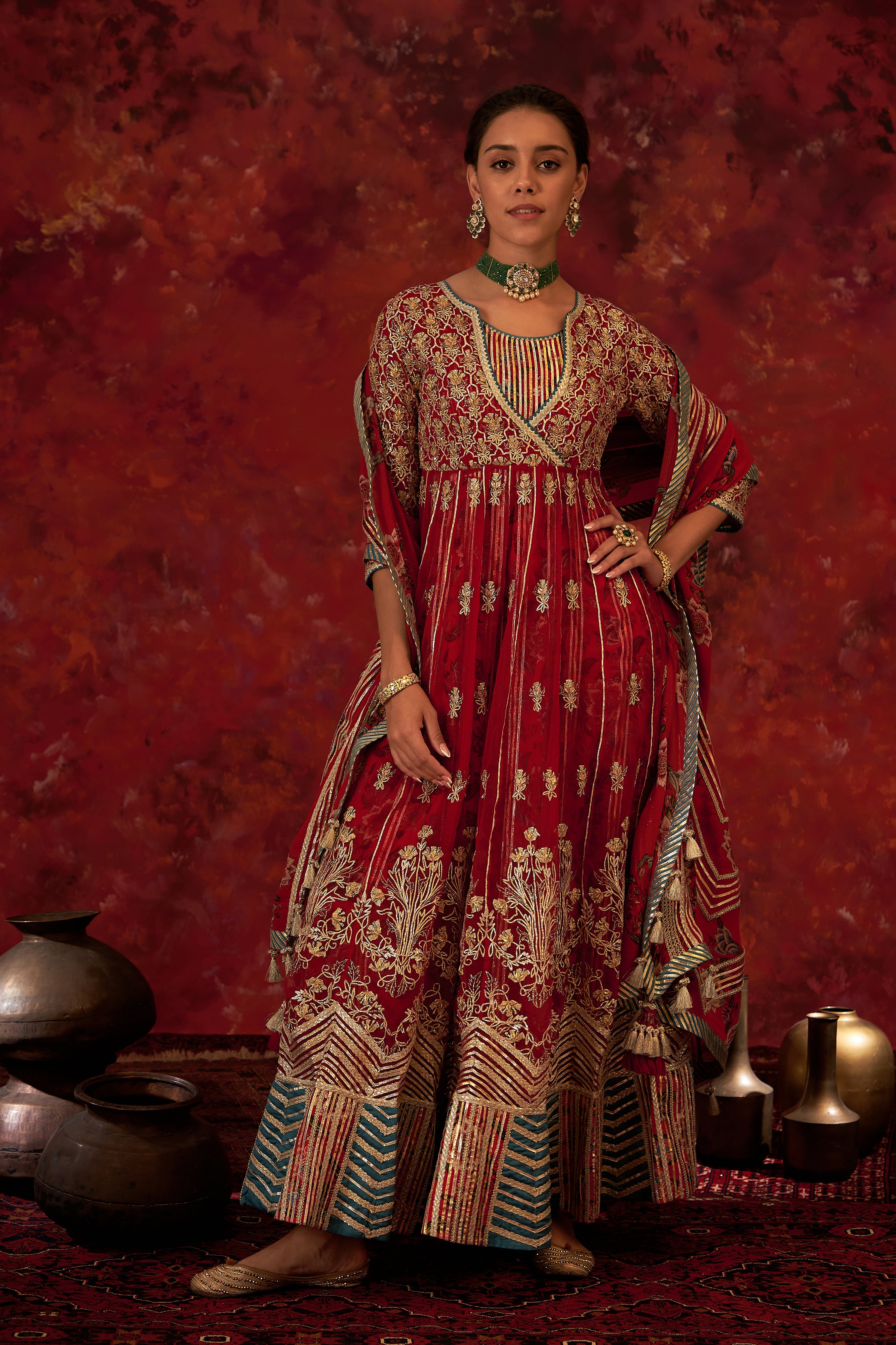Noor Keyhole Kaleedar With Slip And Dupatta