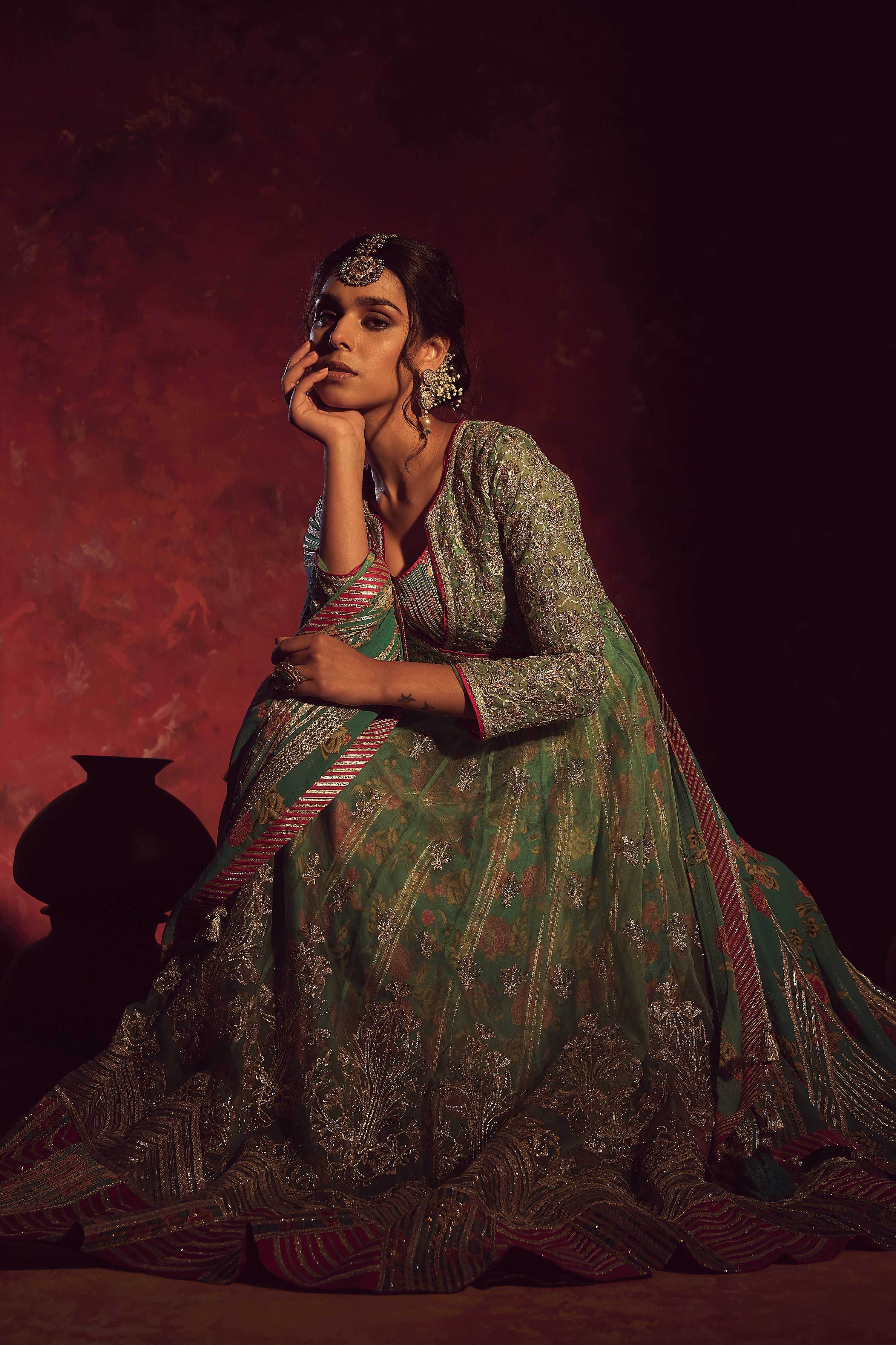 Noor Keyhole Kaleedar With Slip And Dupatta