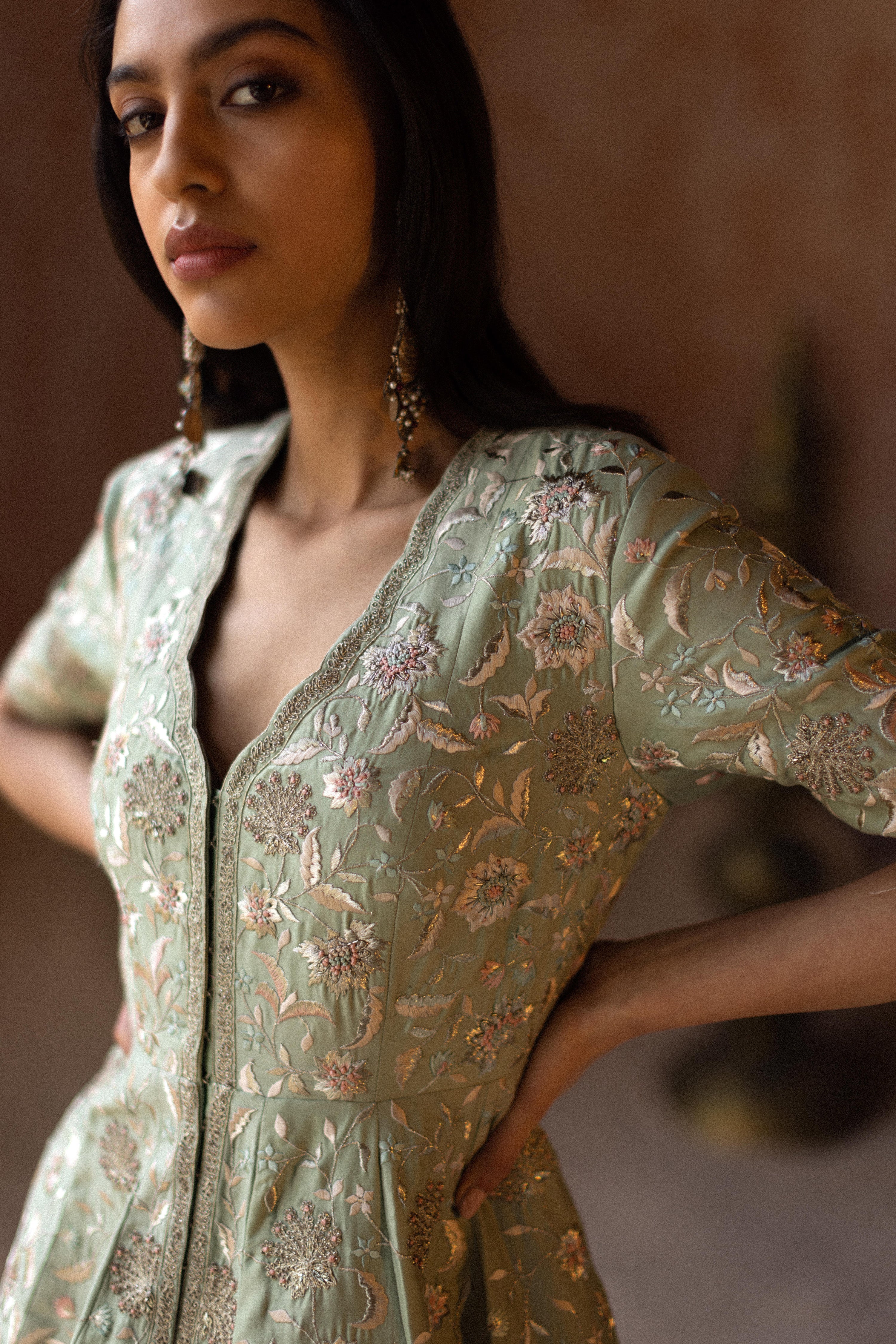 Metallic Mirai Peplum With Dhoti Pants