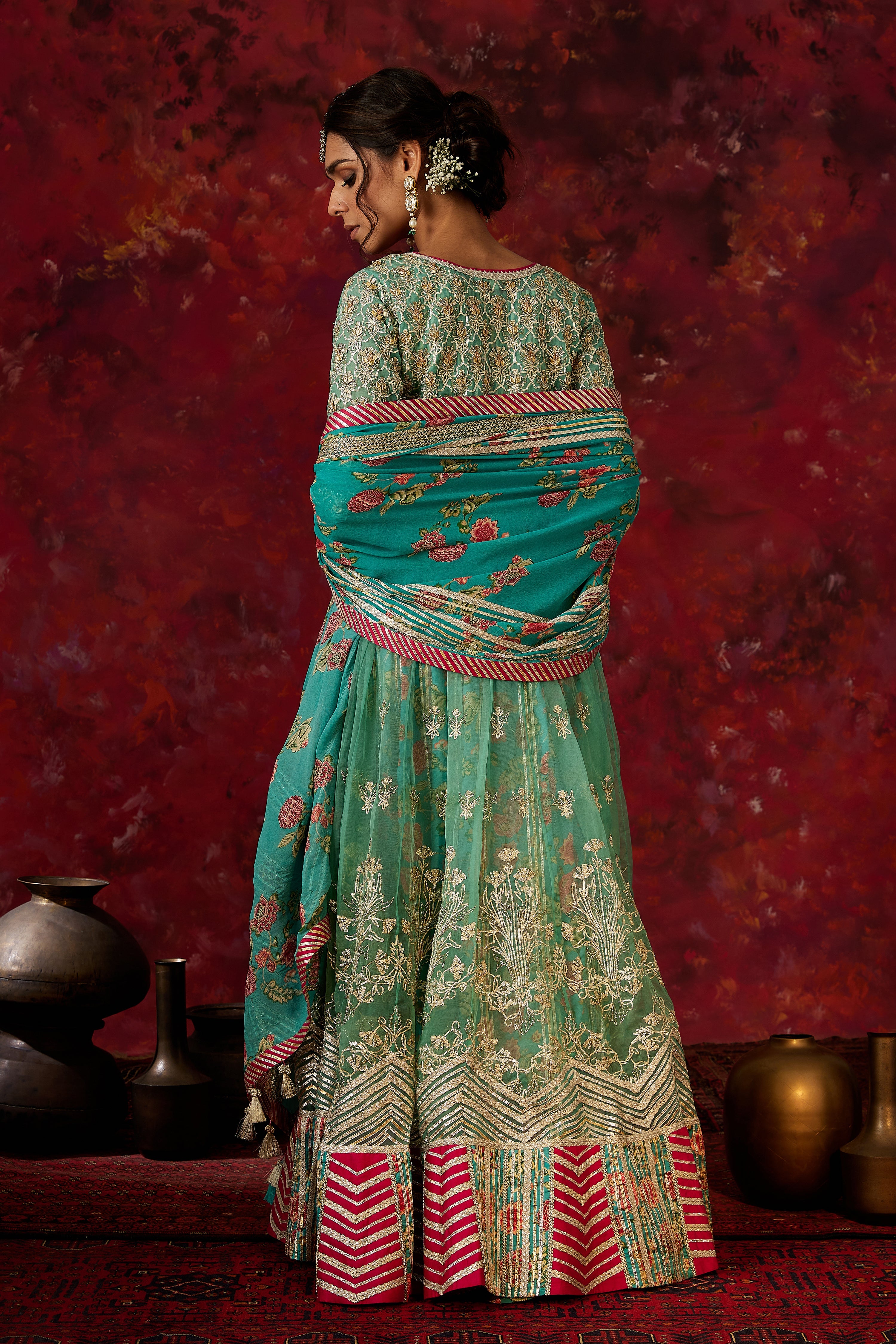 Noor Keyhole Kaleedar With Slip And Dupatta
