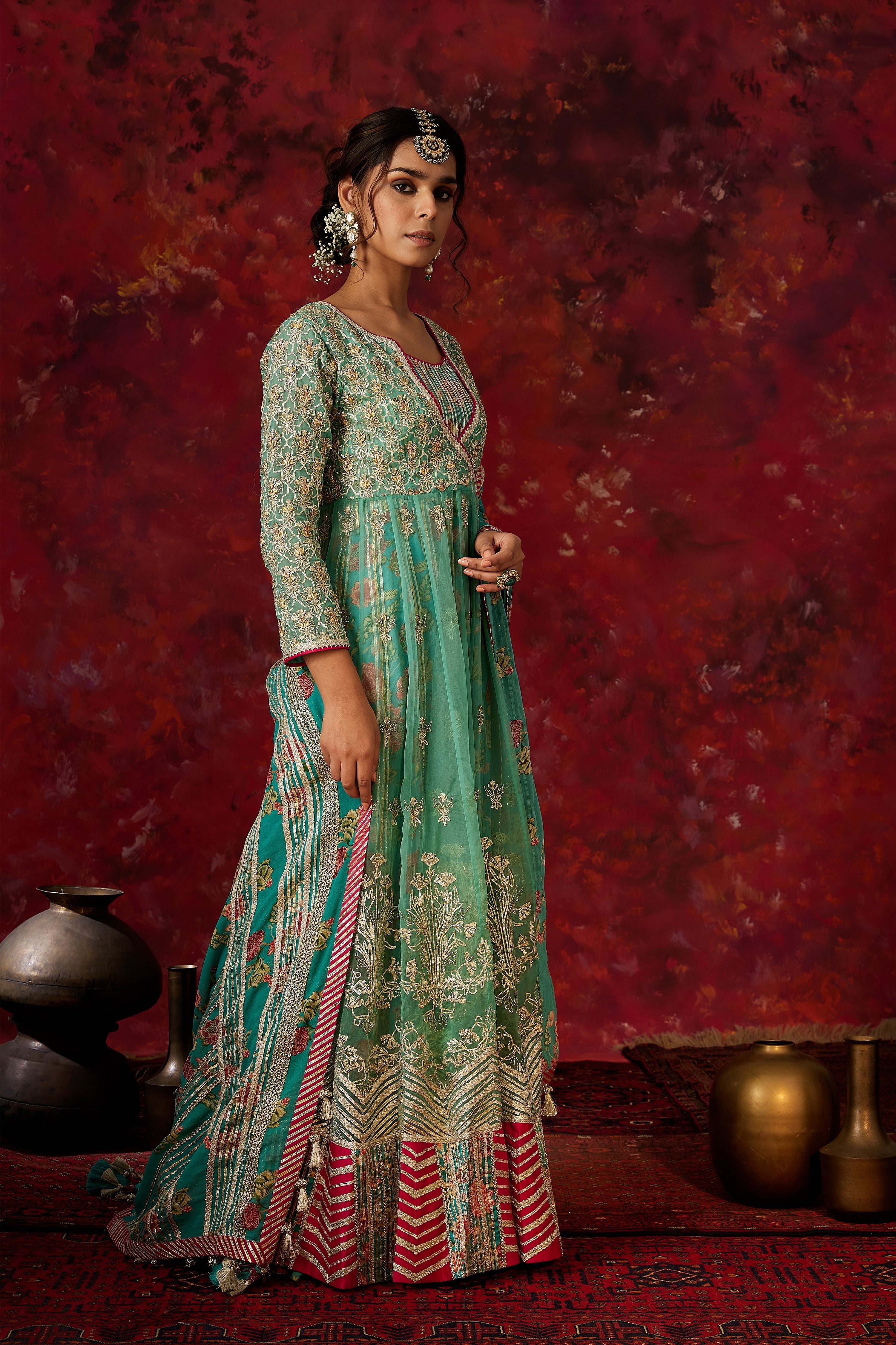 Noor Keyhole Kaleedar With Slip And Dupatta