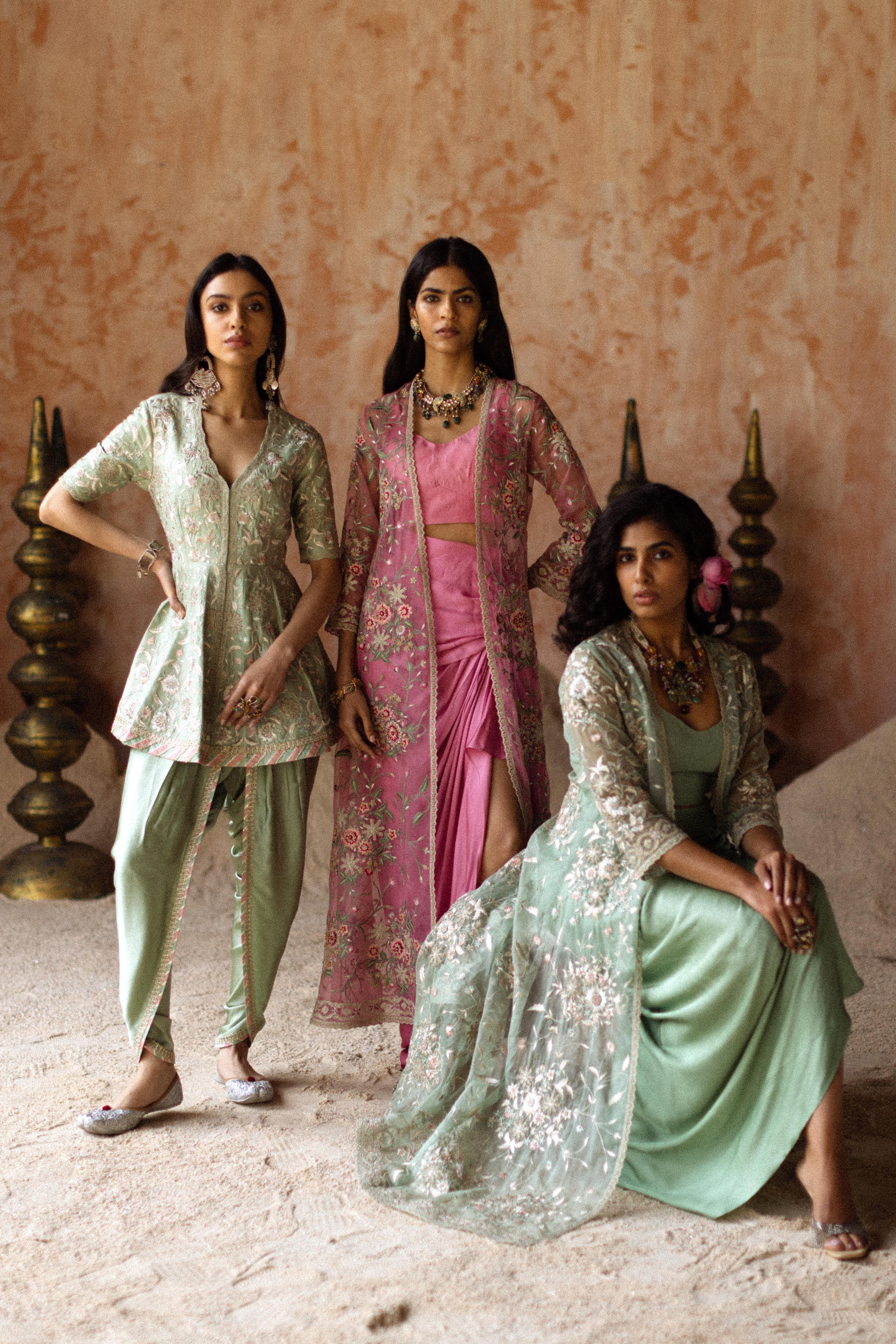 Metallic Mirai Peplum With Dhoti Pants