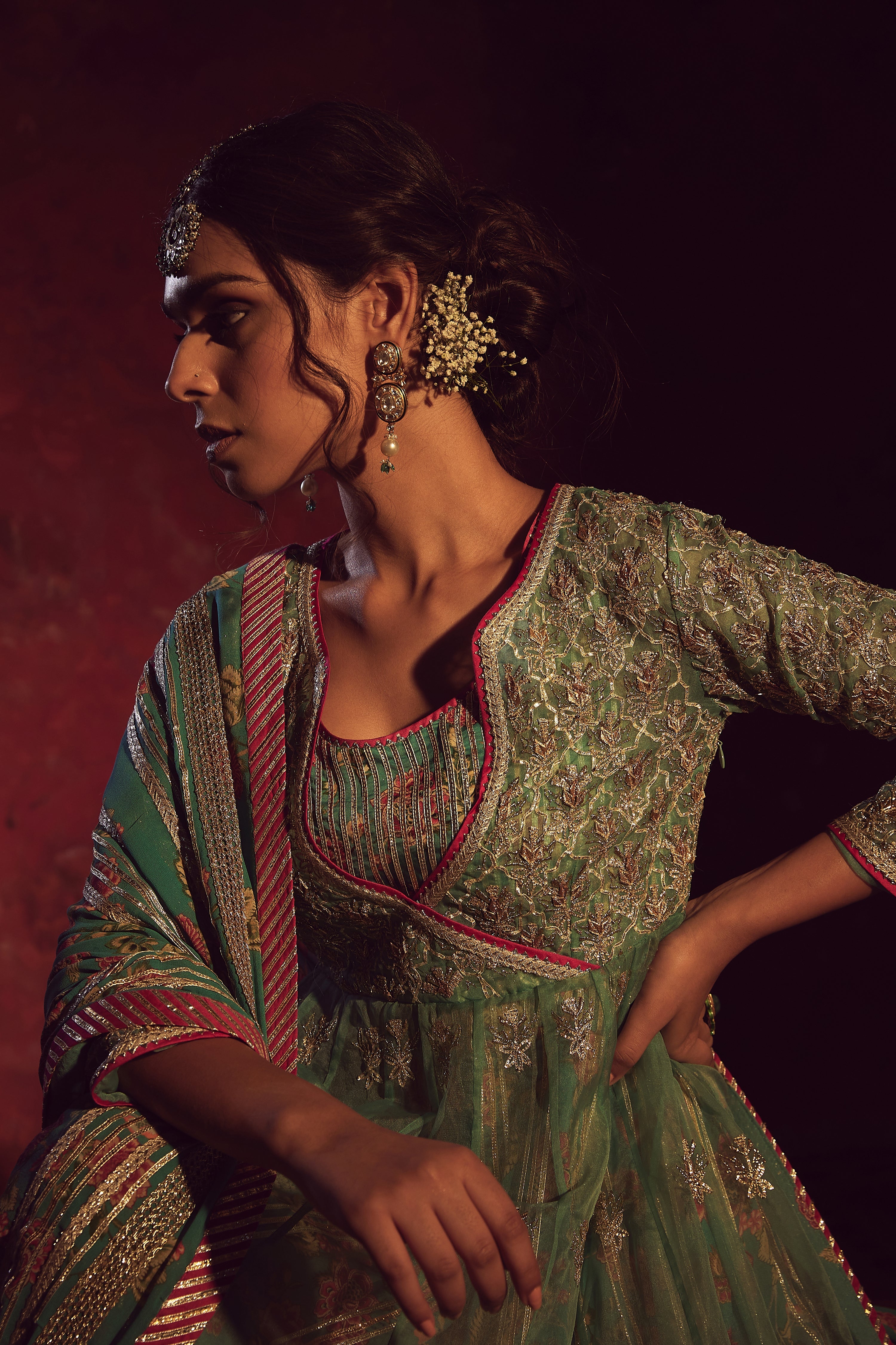 Noor Keyhole Kaleedar With Slip And Dupatta