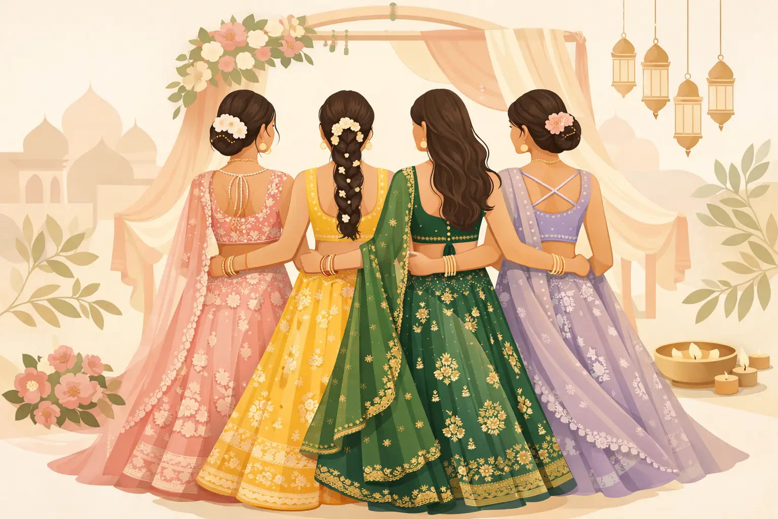 12 Best Bridesmaid Lehenga Colour Ideas for Weddings