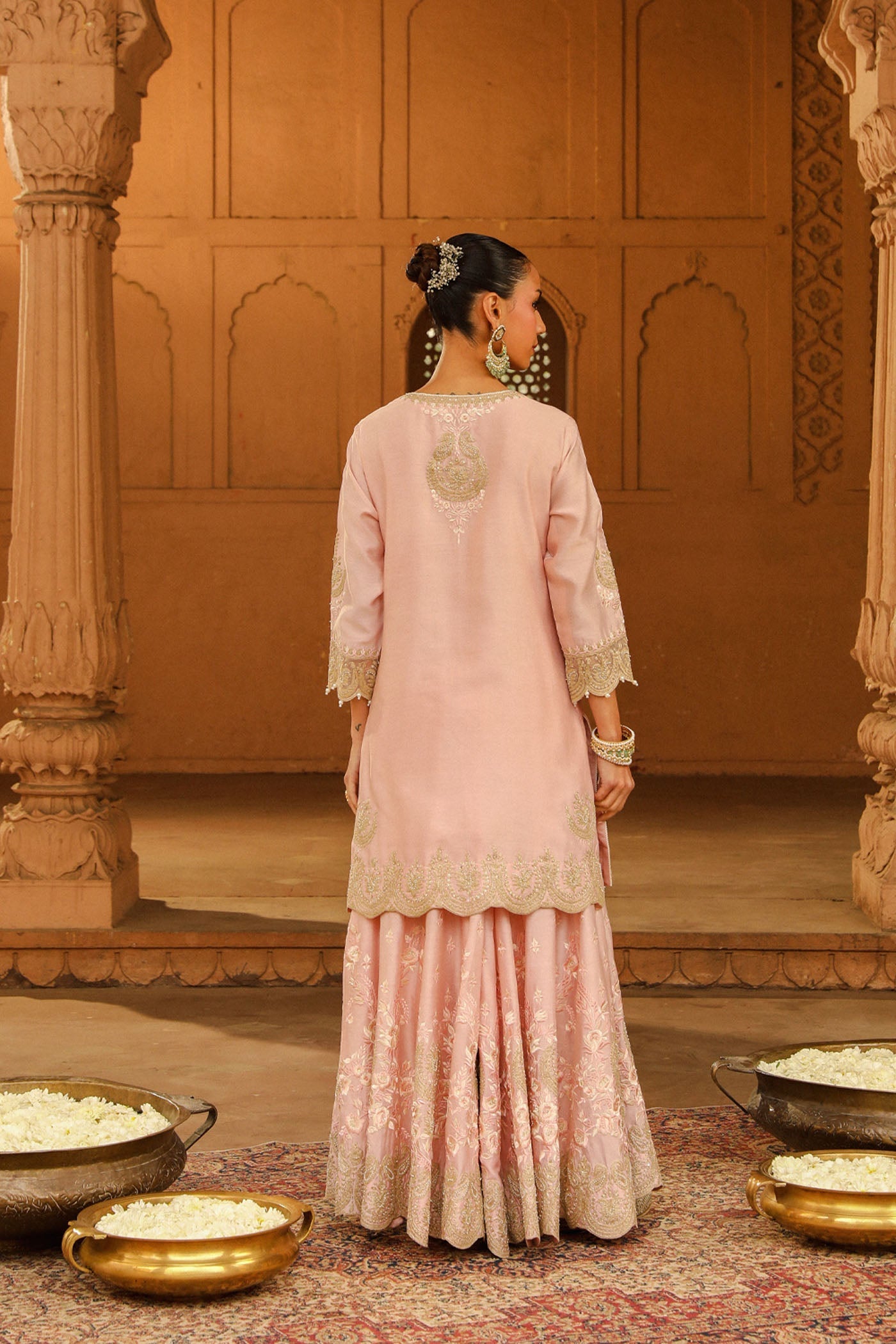 Ayda - Blush Pink Kurta With Sharara And Dupatta
