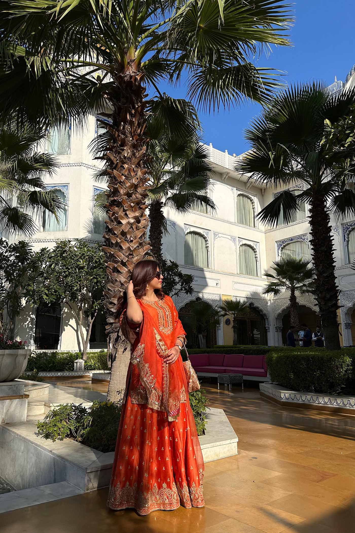 Devika Vinayek In Mishika - Burnt Orange Kurta With Sharara And Dupatta