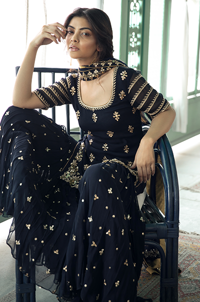 Midnight Blue Sharara Set