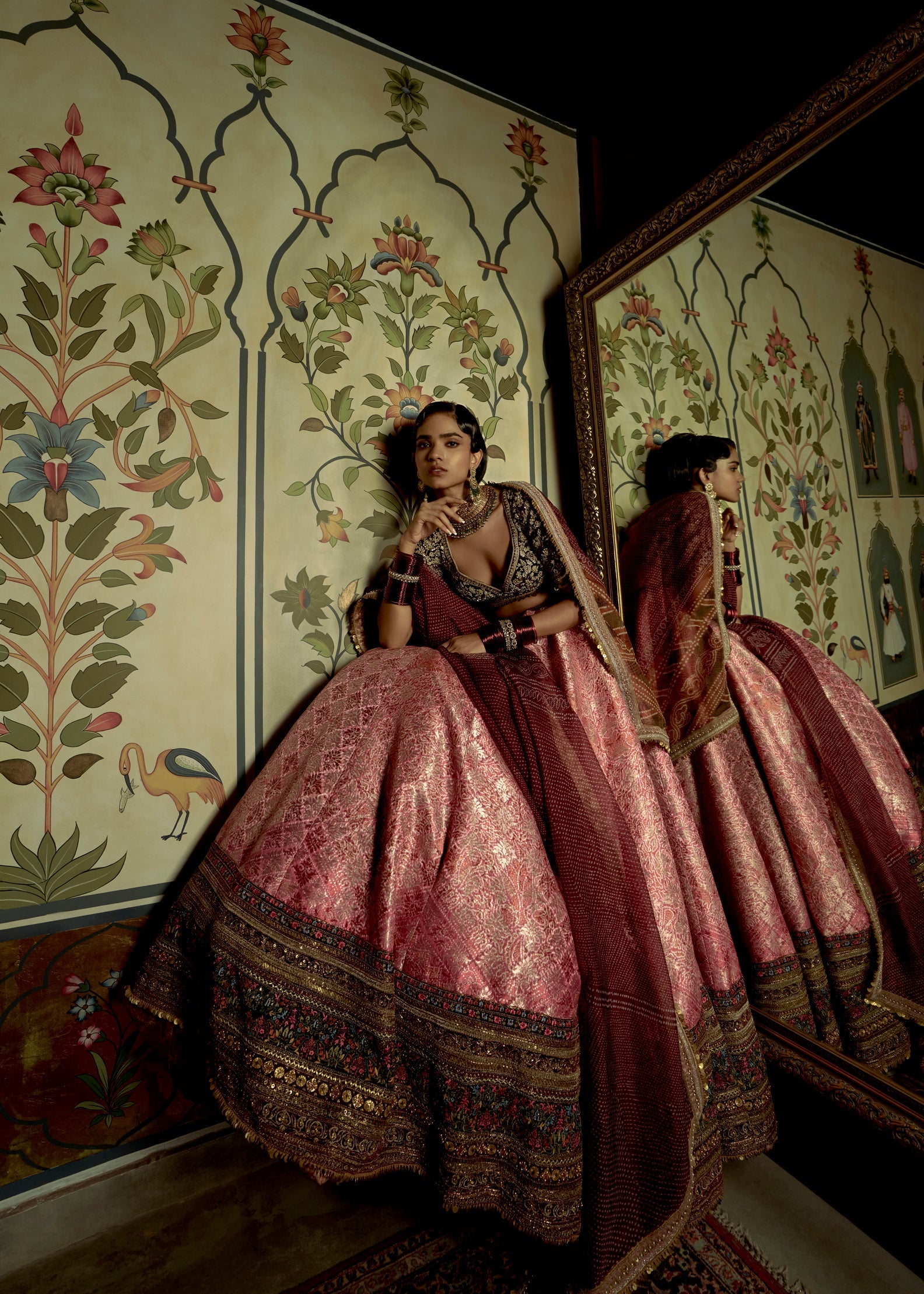 Pink Bandhni Lehenga Set