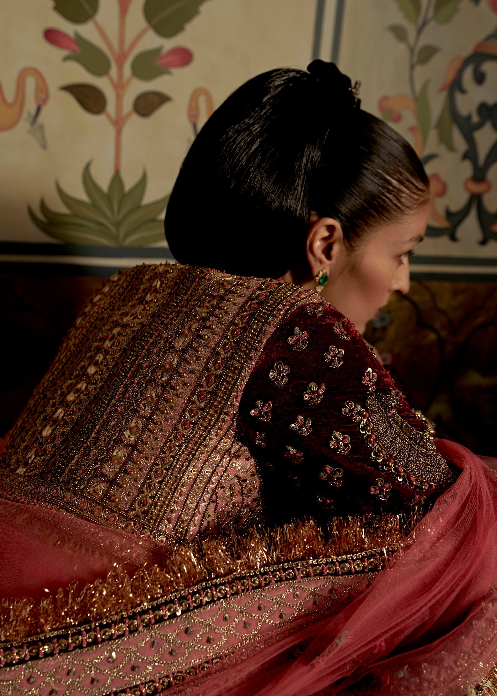 Olive Printed Lehenga Set