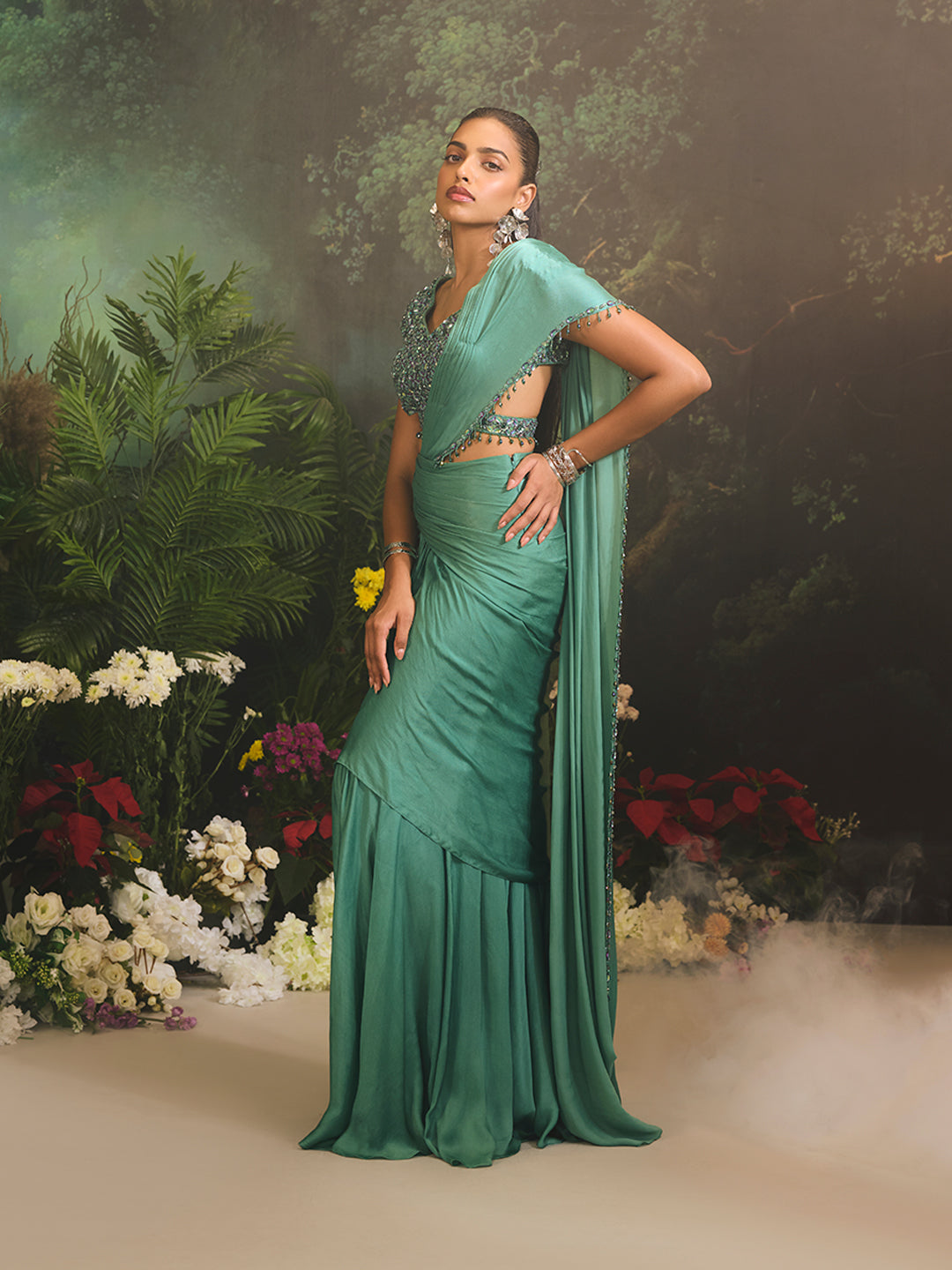 Aurora Saree Set Teal