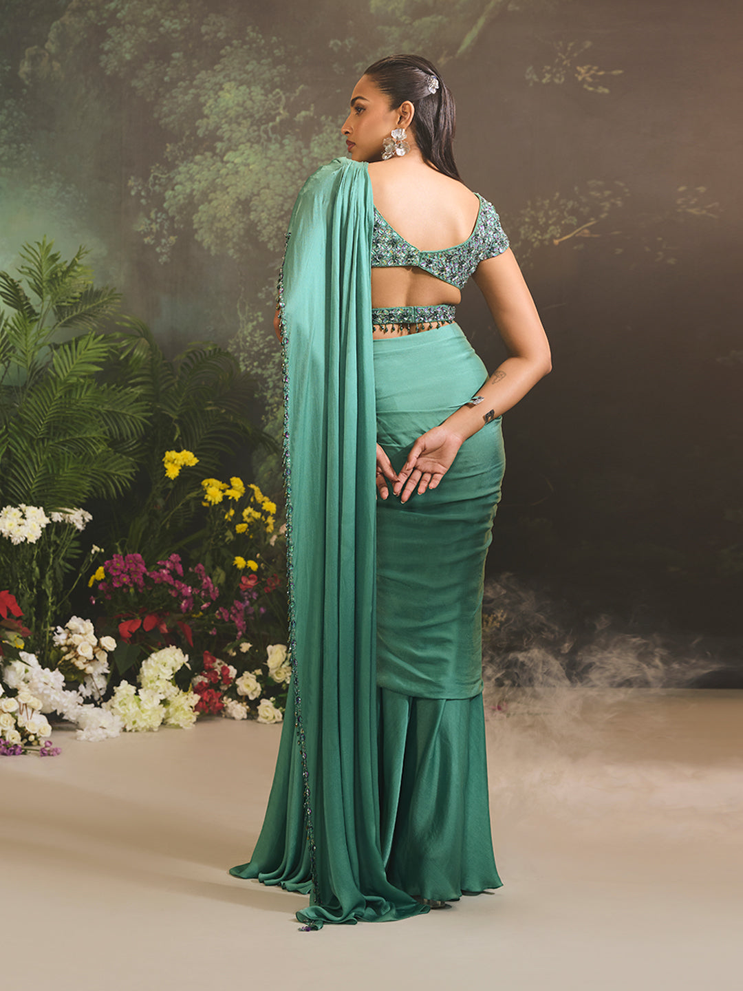 Aurora Saree Set Teal