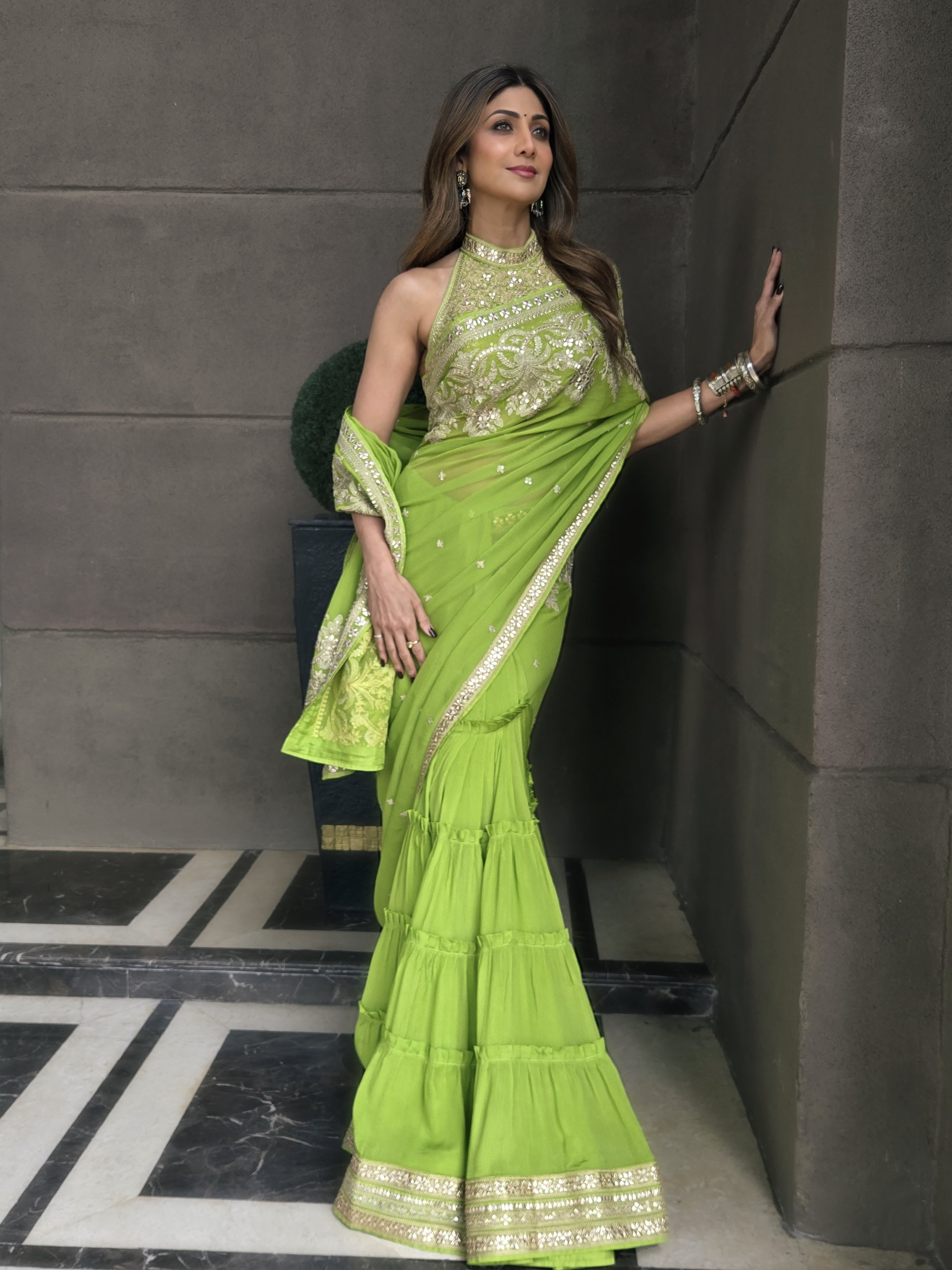 Shilpa Shetty In Naaz Saree Set