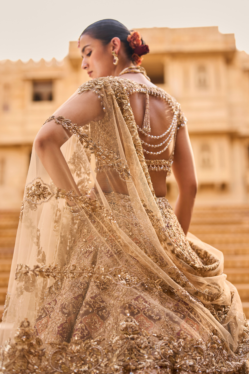 Light Gold Zardosi Lehenga