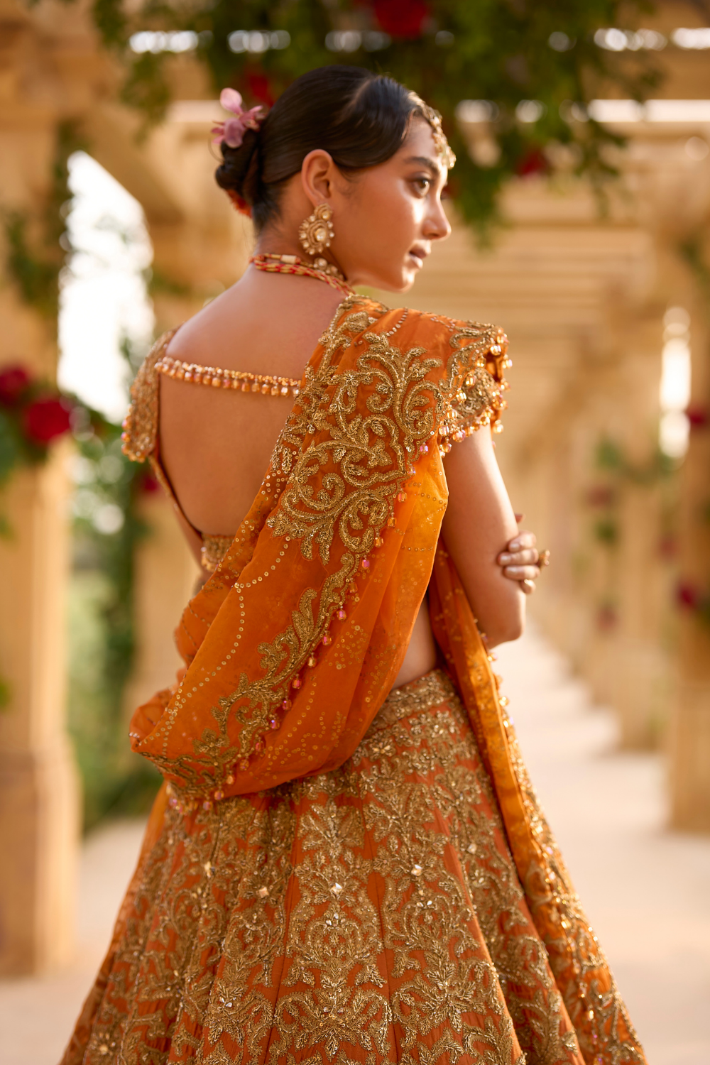 Rust Zardosi Lehenga Set