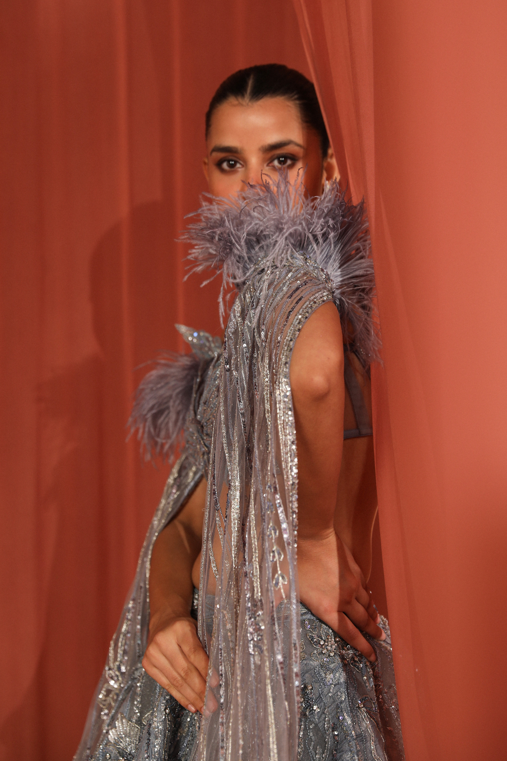 Crystal Feather Lehenga