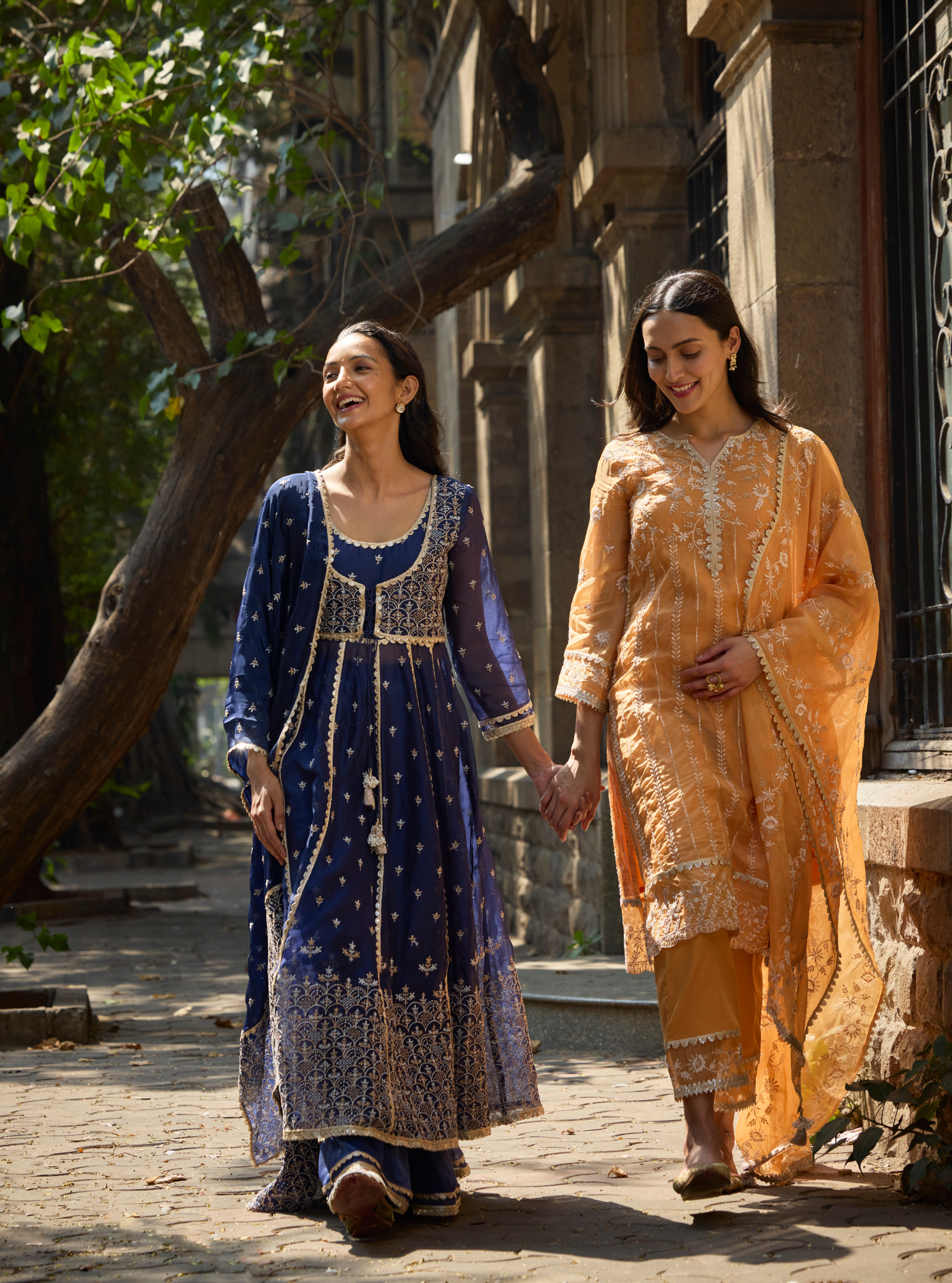 Mulmul Organza Amrapali Orange Kurta With Mulmul Pima Amrapali Orange Pant