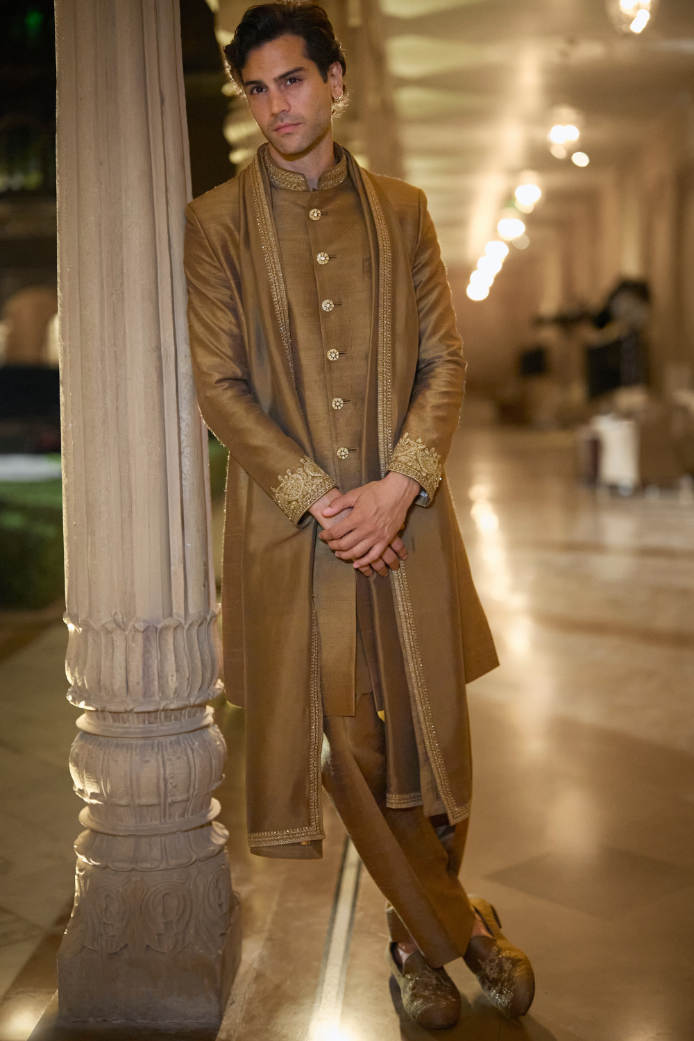 Antique Gold Sherwani Set