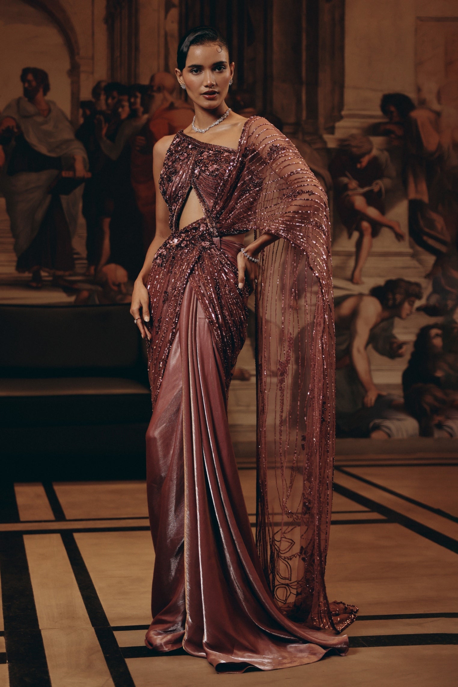 Embellished Cut-Out Saree