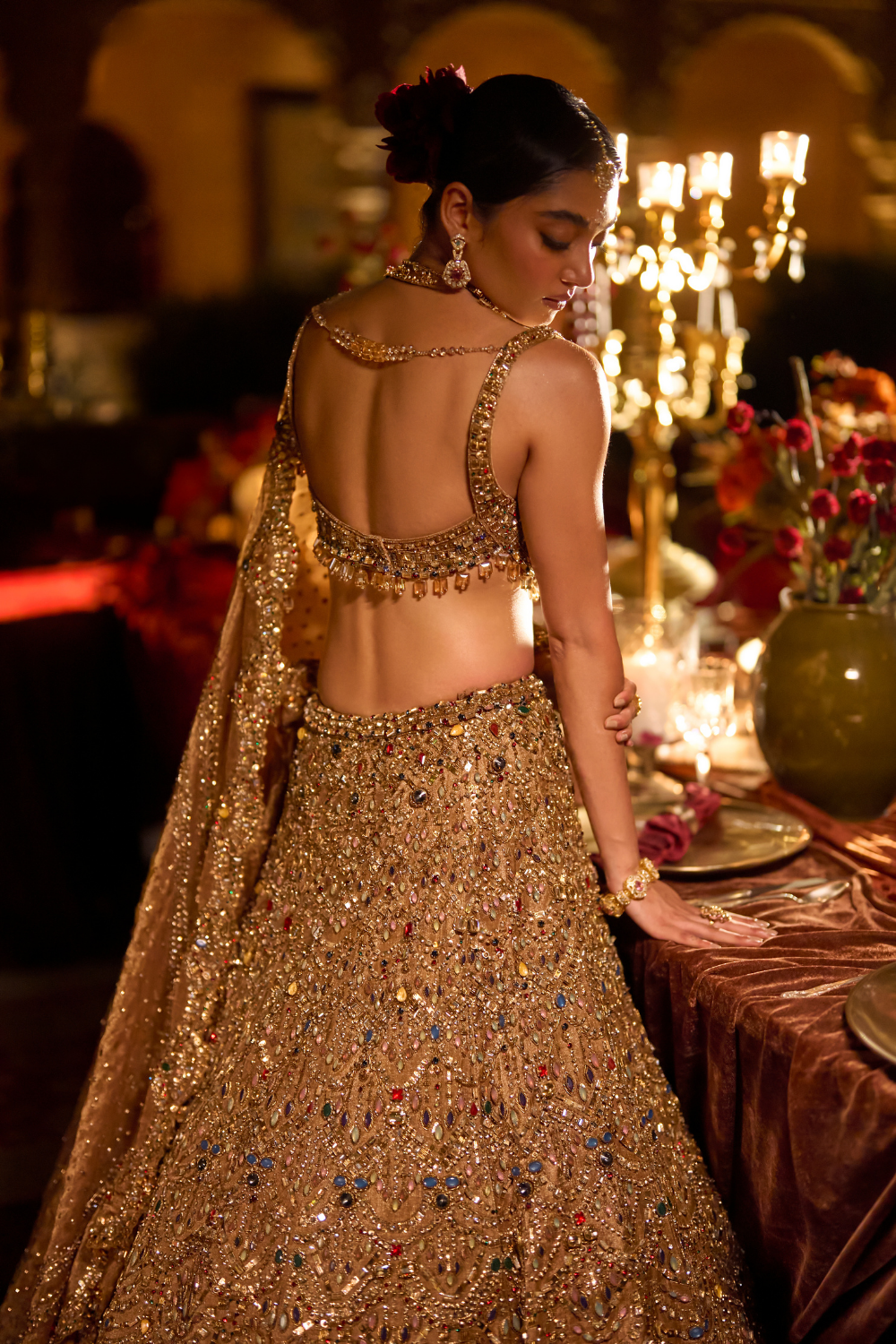 Antique Gold Scalloped Lehenga Set