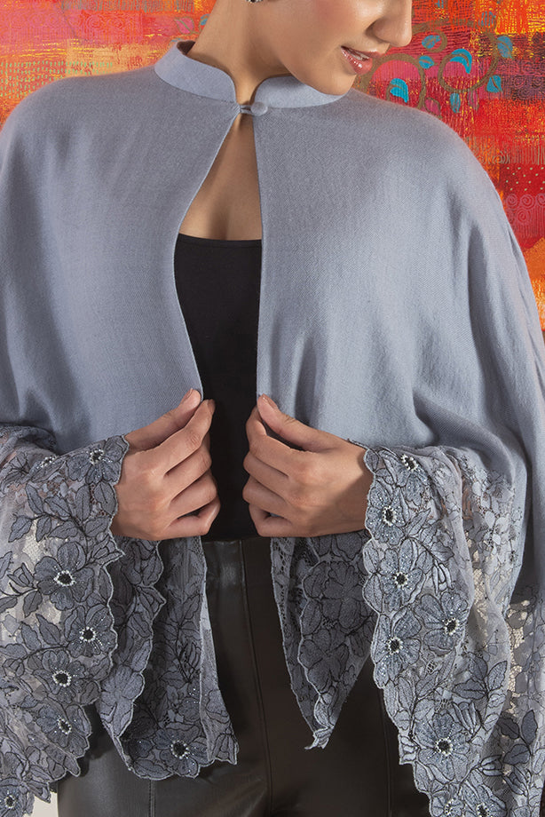 Floral Inlay Lace Cape