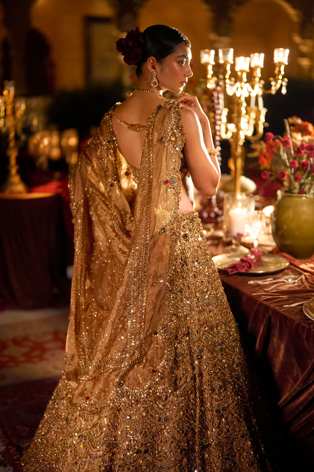 Antique Gold Scalloped Lehenga Set