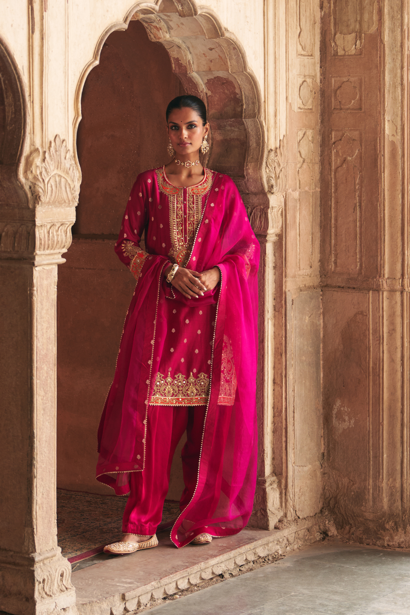 Anila Rani Anila - Rani Hotpink Short Kurta With Salwar – Roop's Couture
