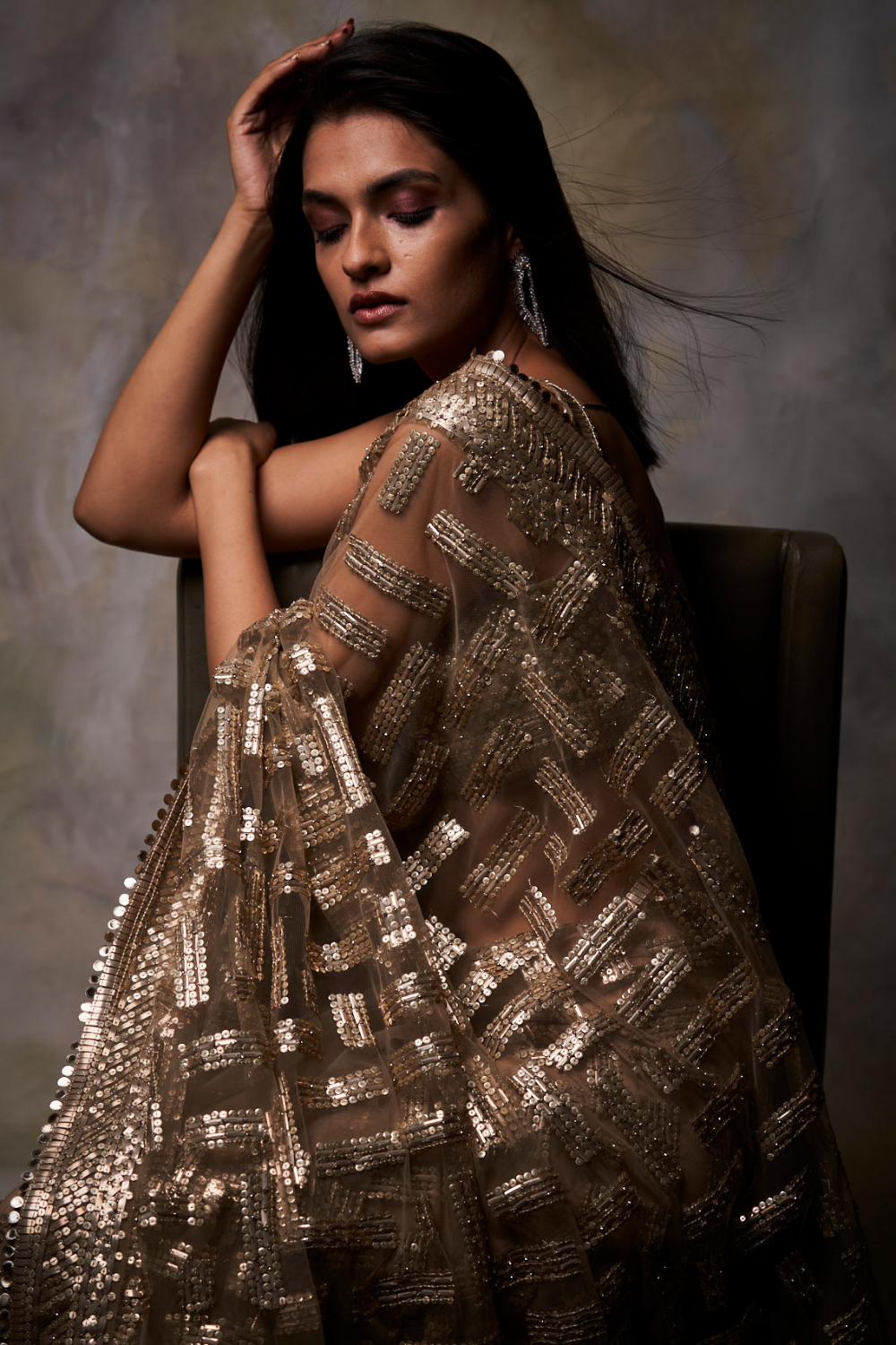 Gold Sequin Saree