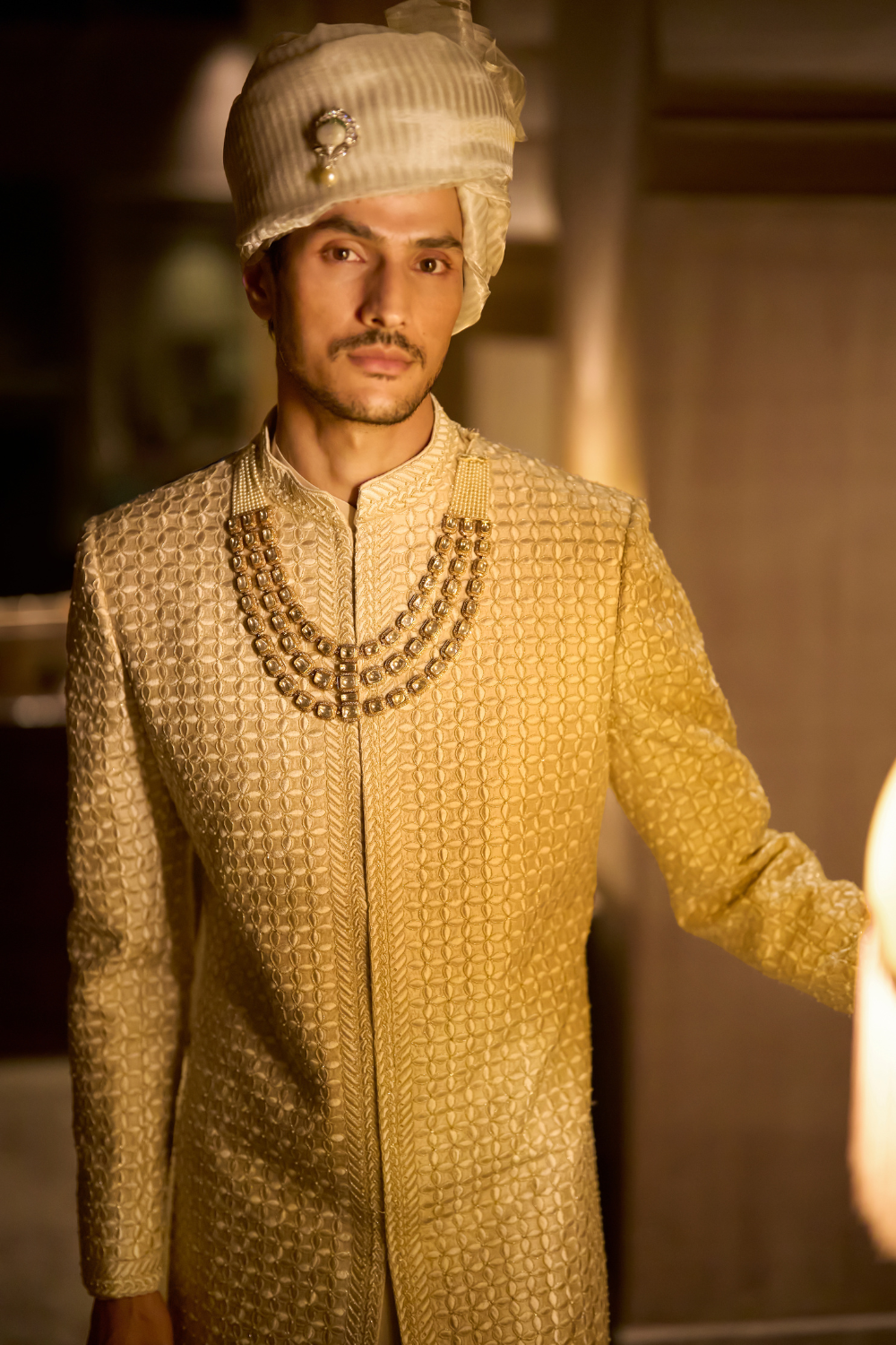 Ivory Nude Sherwani Set