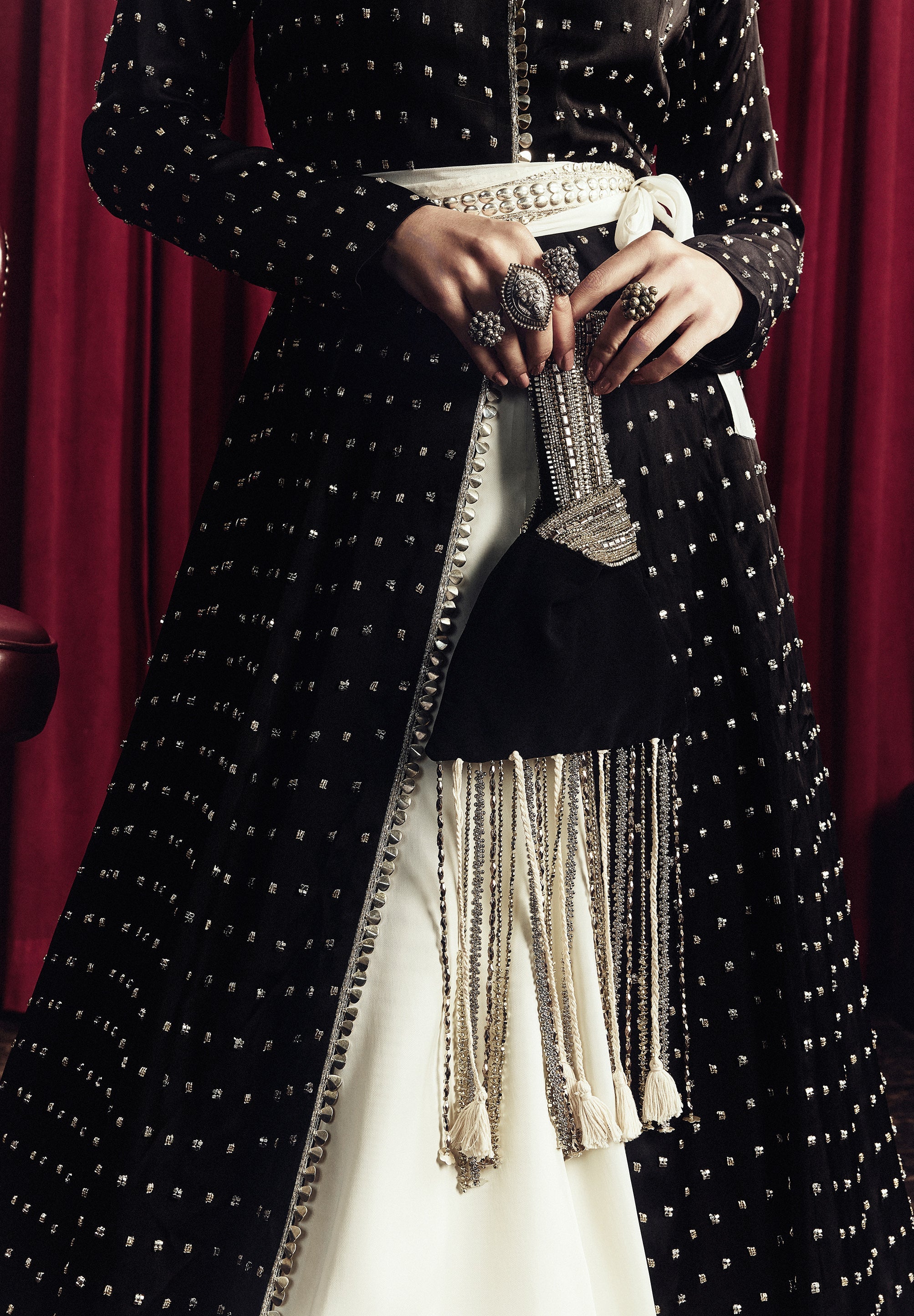 Niva Studded Long Jacket With Lehenga