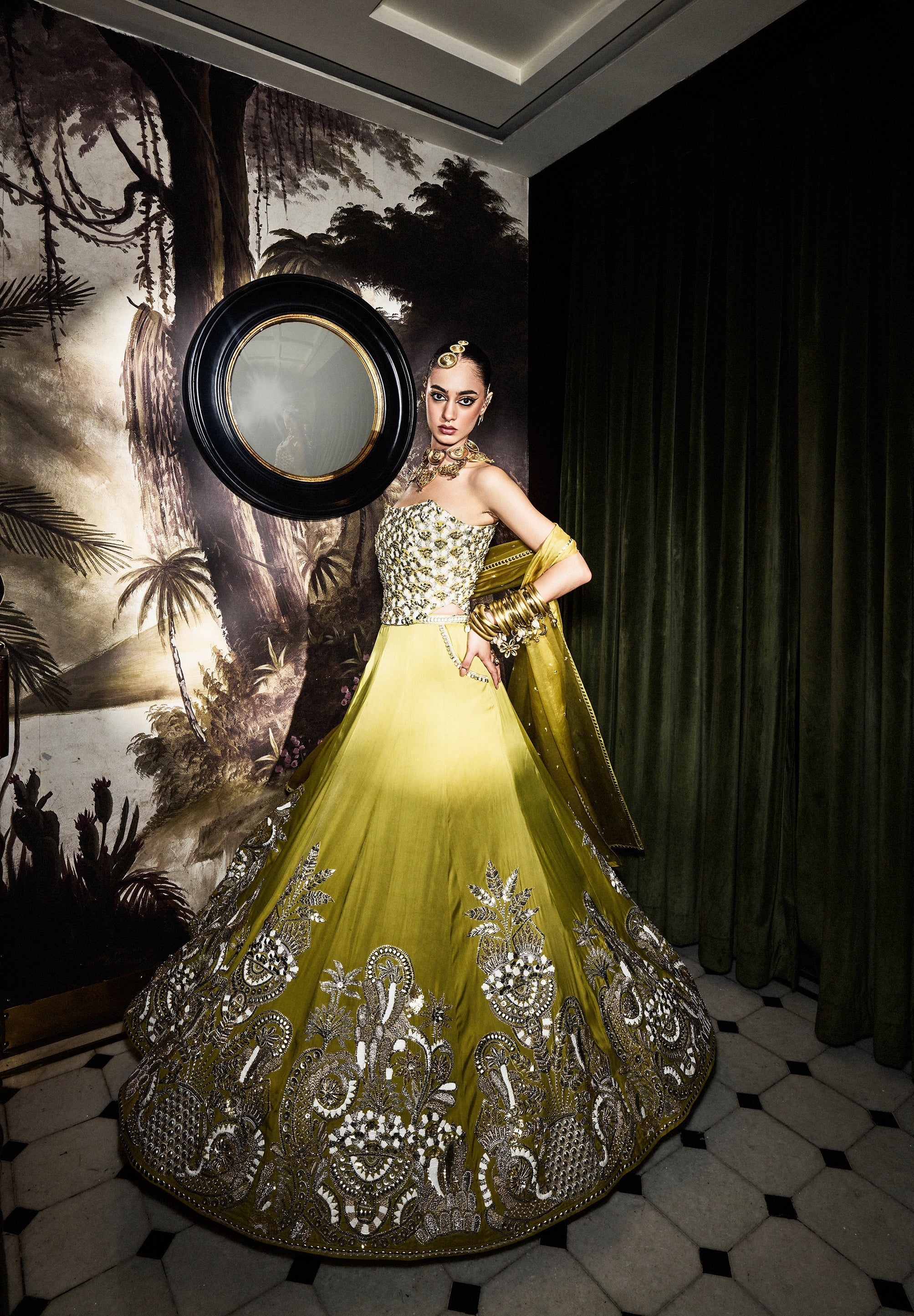 Charu Embellished Corset With Lehenga And Dupatta