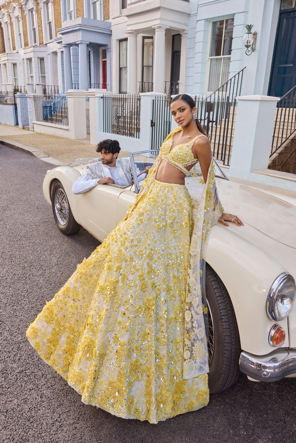 Sara Ali Khan In Yellow Floral Lehenga Set
