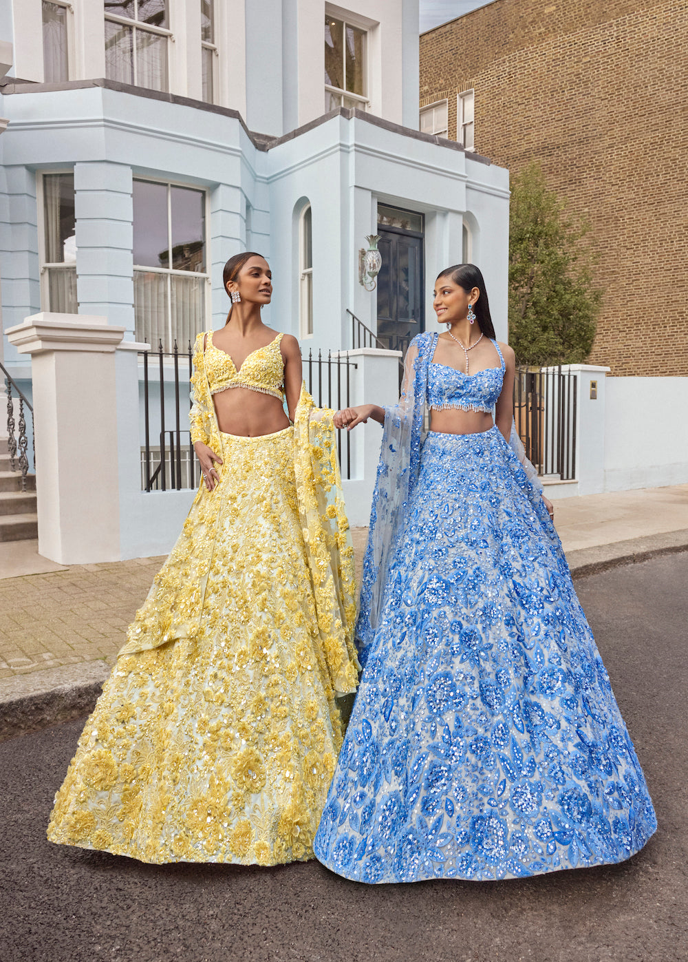 Powder Blue Floral Lehenga Set