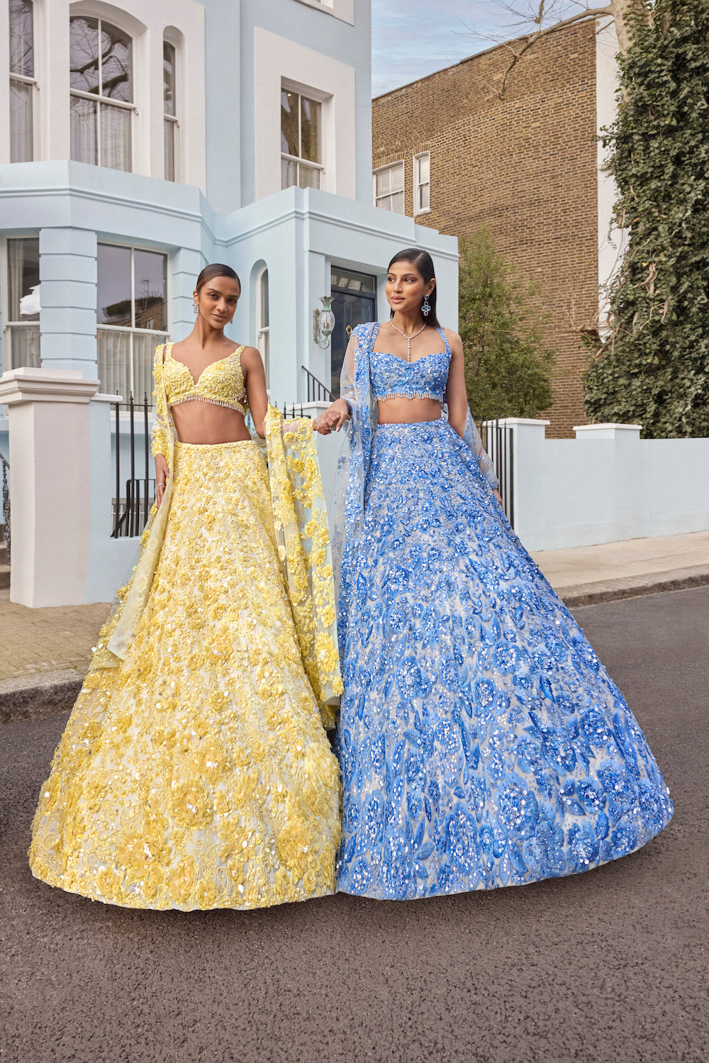 Sara Tendulkar In Powder Blue Floral Lehenga Set