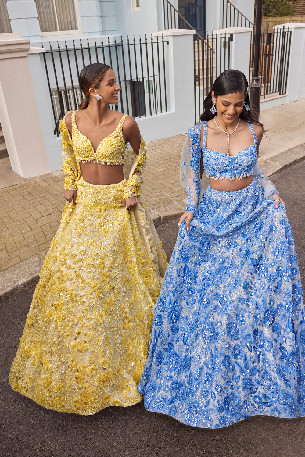 Sara Tendulkar In Powder Blue Floral Lehenga Set