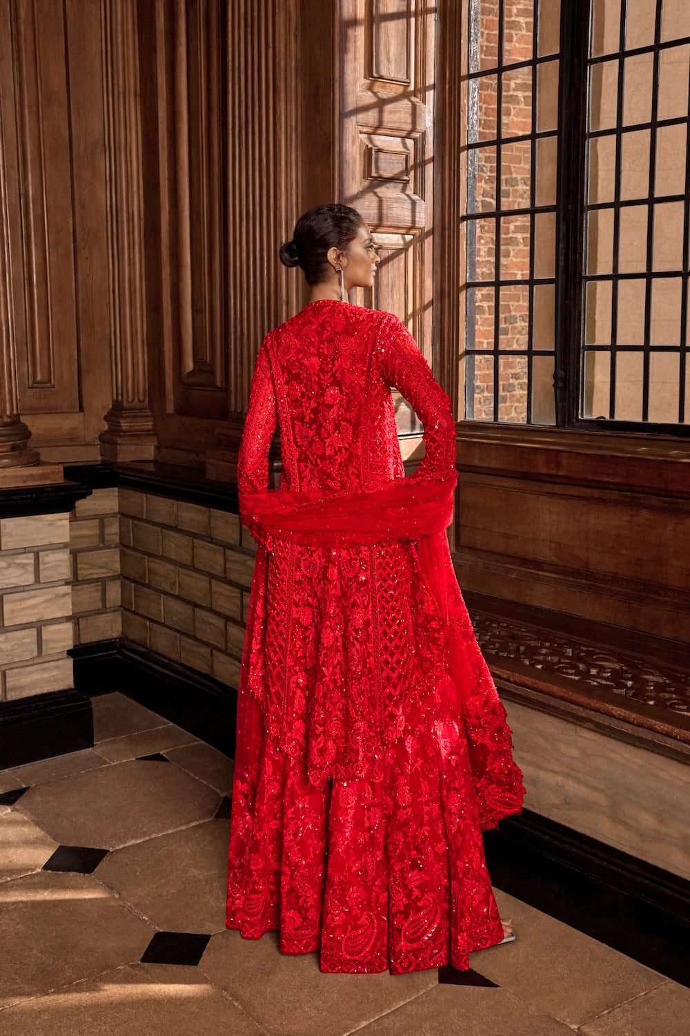 Mrunal Thakur In Red Thread Work Sharara Set