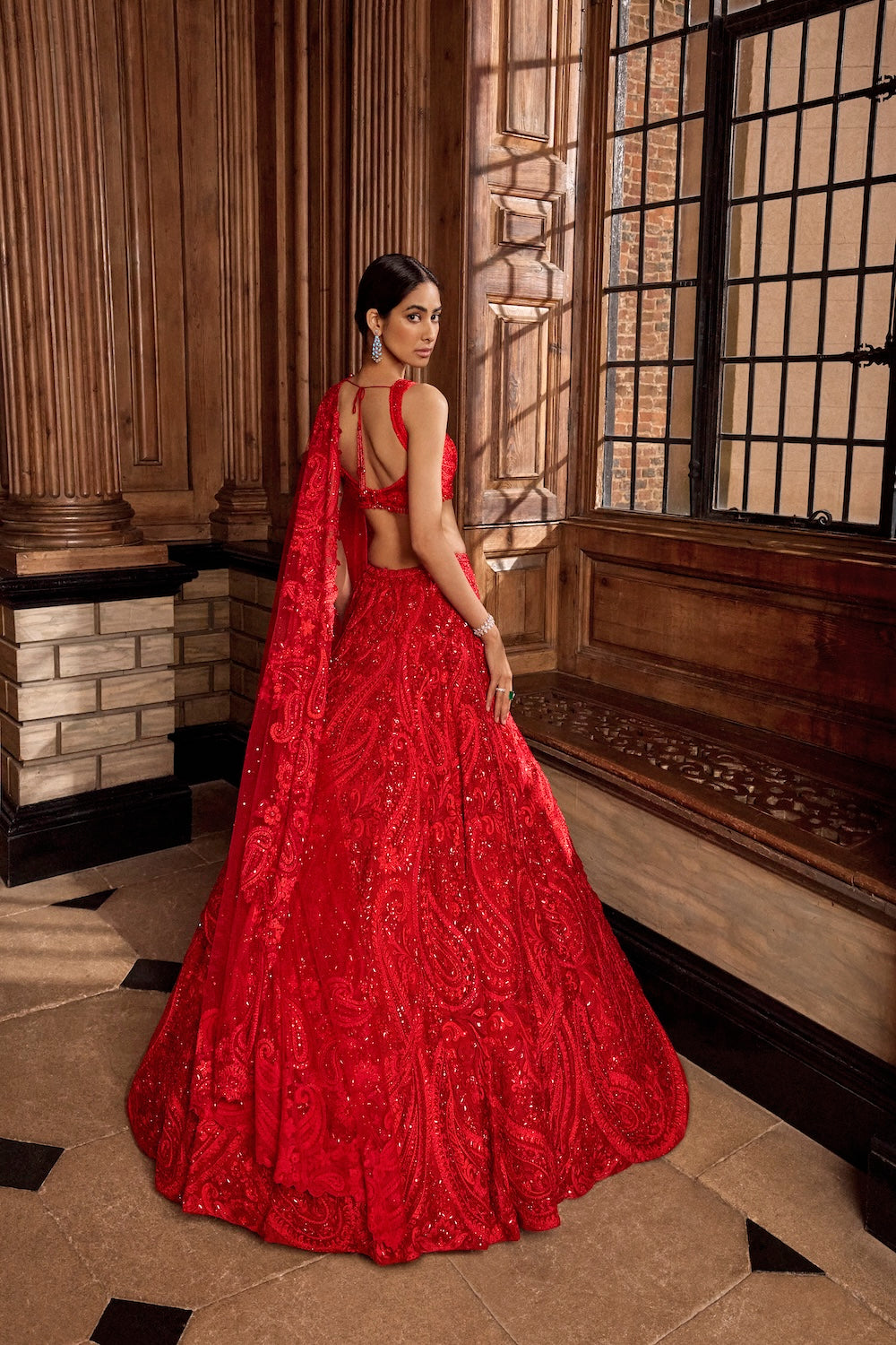 Sara Ali Khan In Red Paisley Lehenga Set