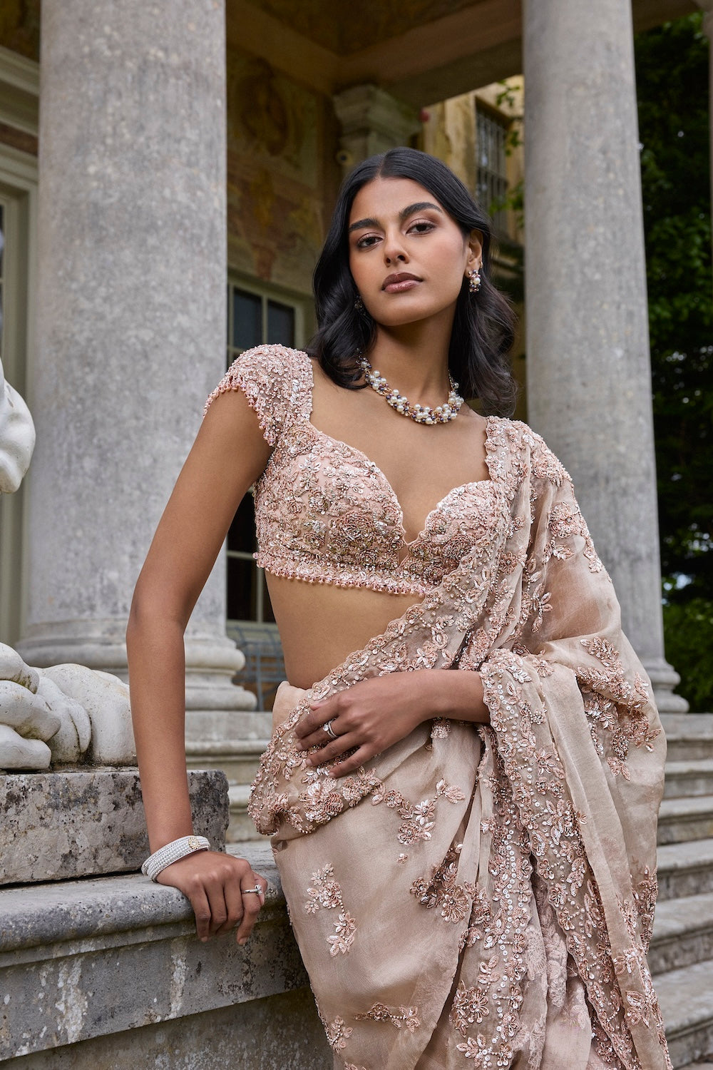 Rose Gold Sequin Saree