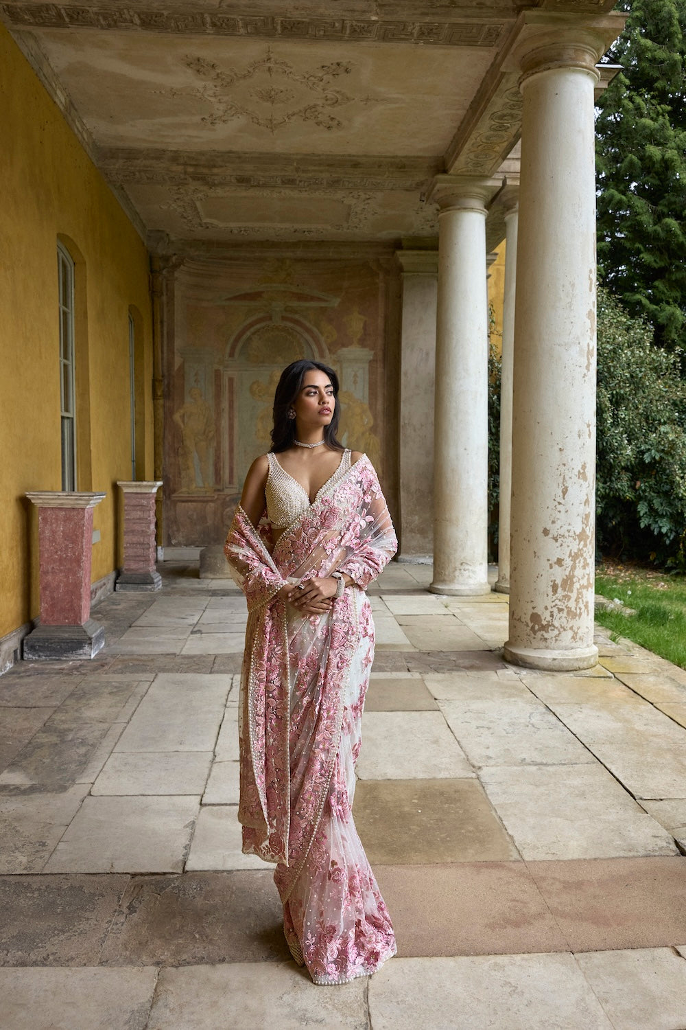 Pastel Pink Thread Work Saree