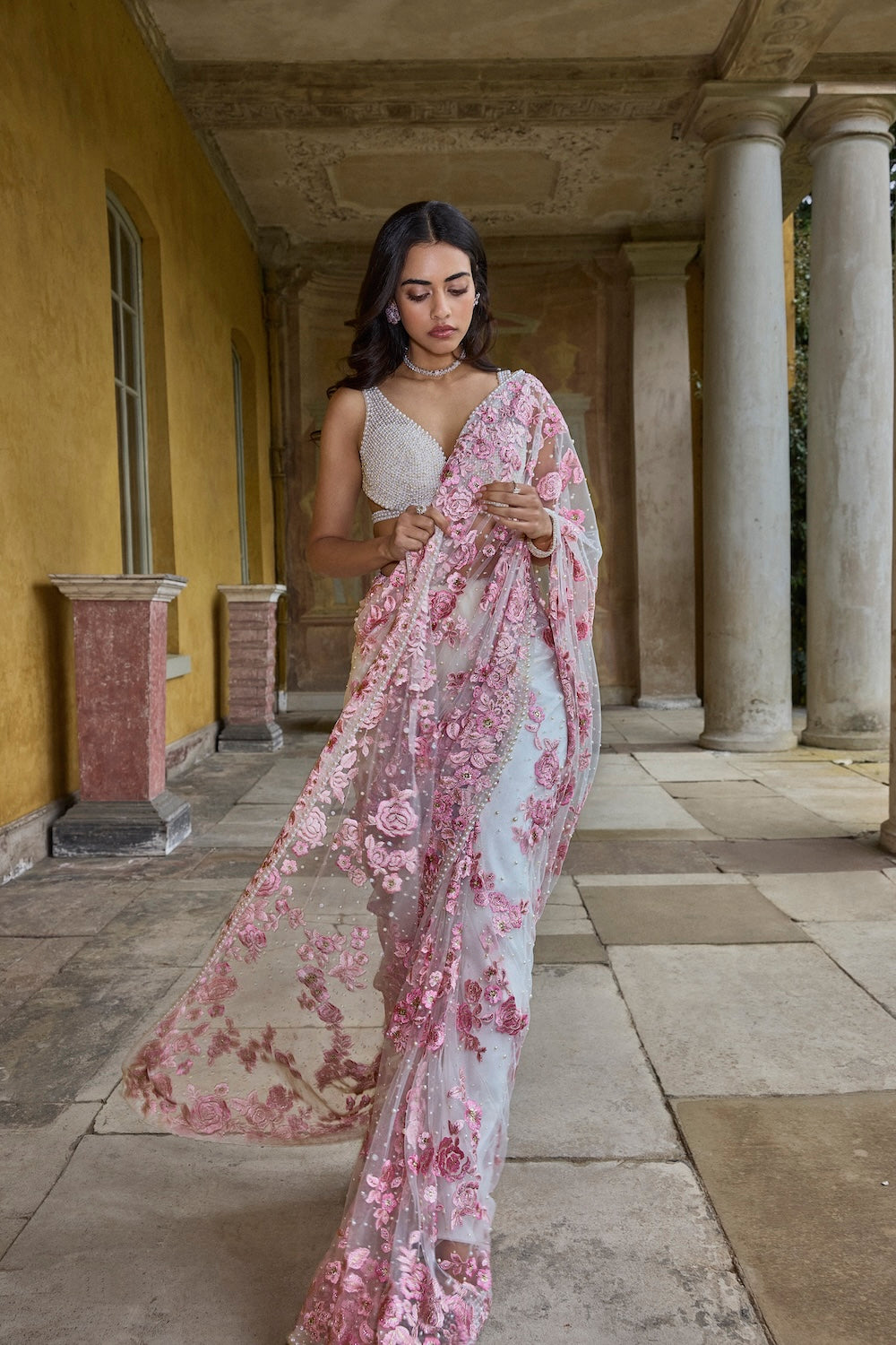 Pastel Pink Thread Work Saree