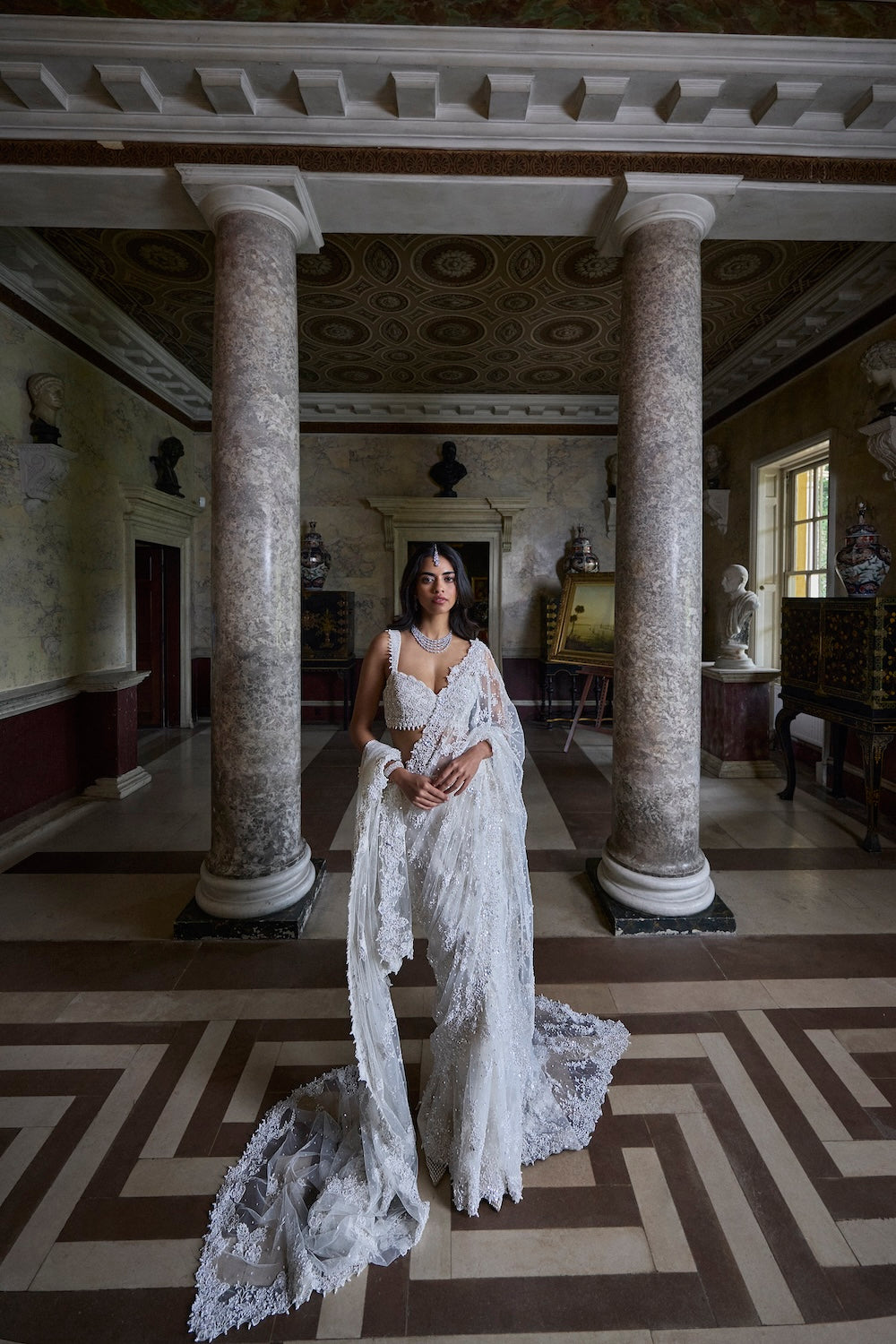 Ivory Three-Dimensional Saree
