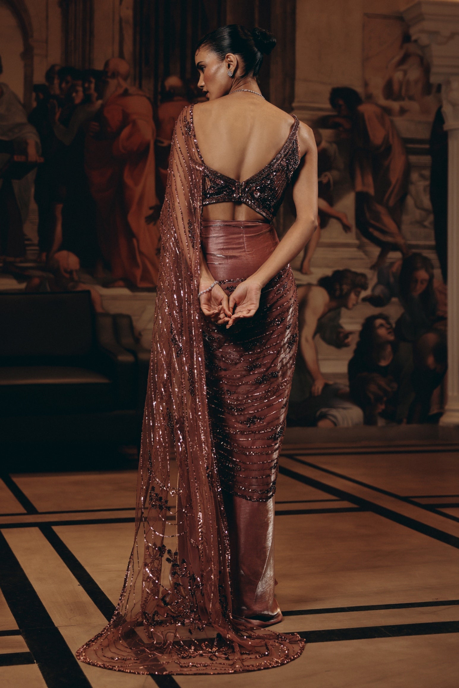 Embellished Cut-Out Saree