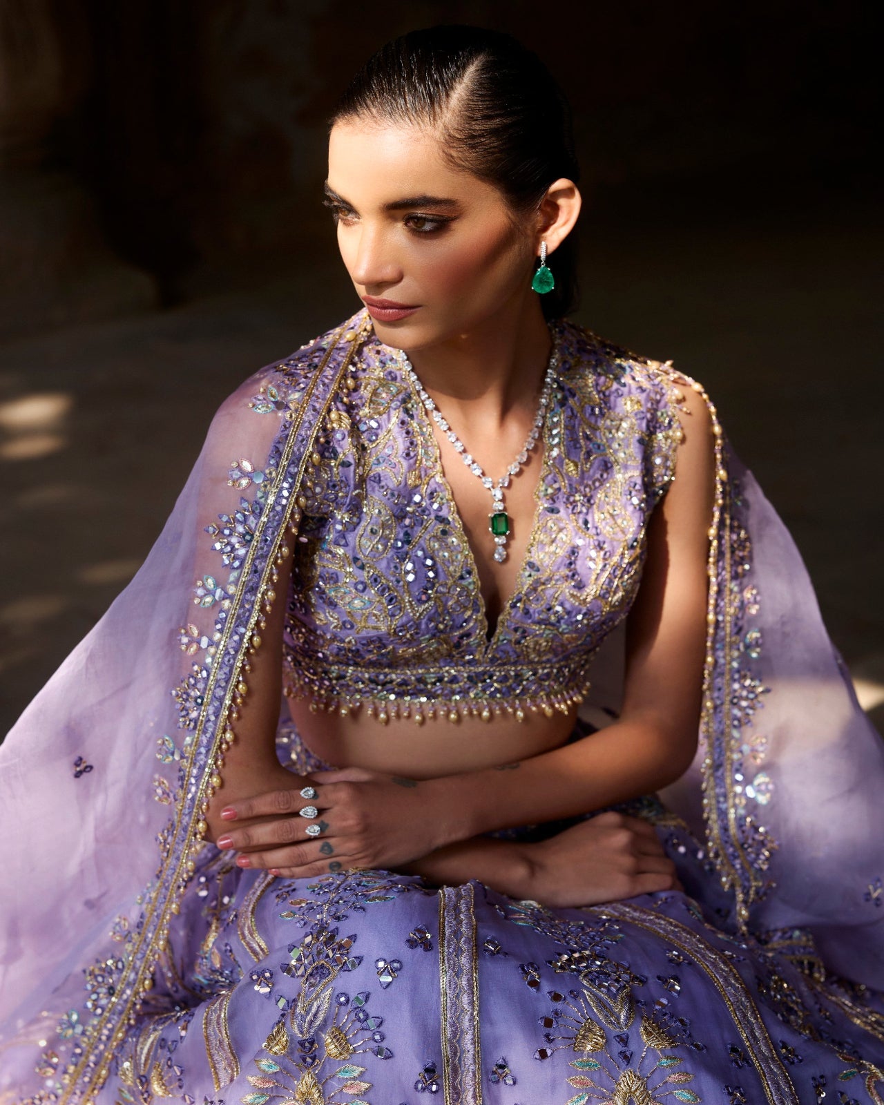 Lavender Organza Lehenga