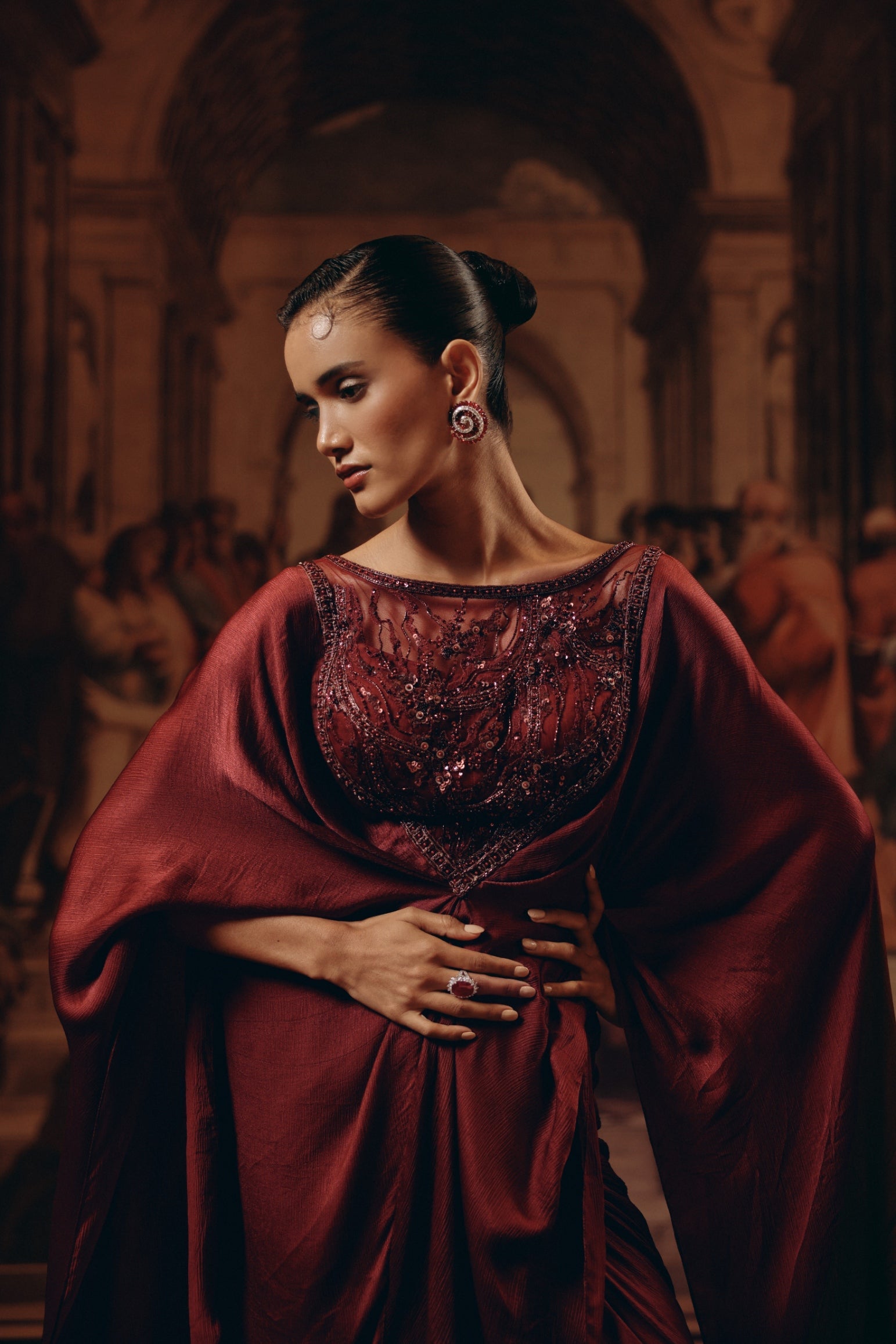 Garnet Draped Kaftaan